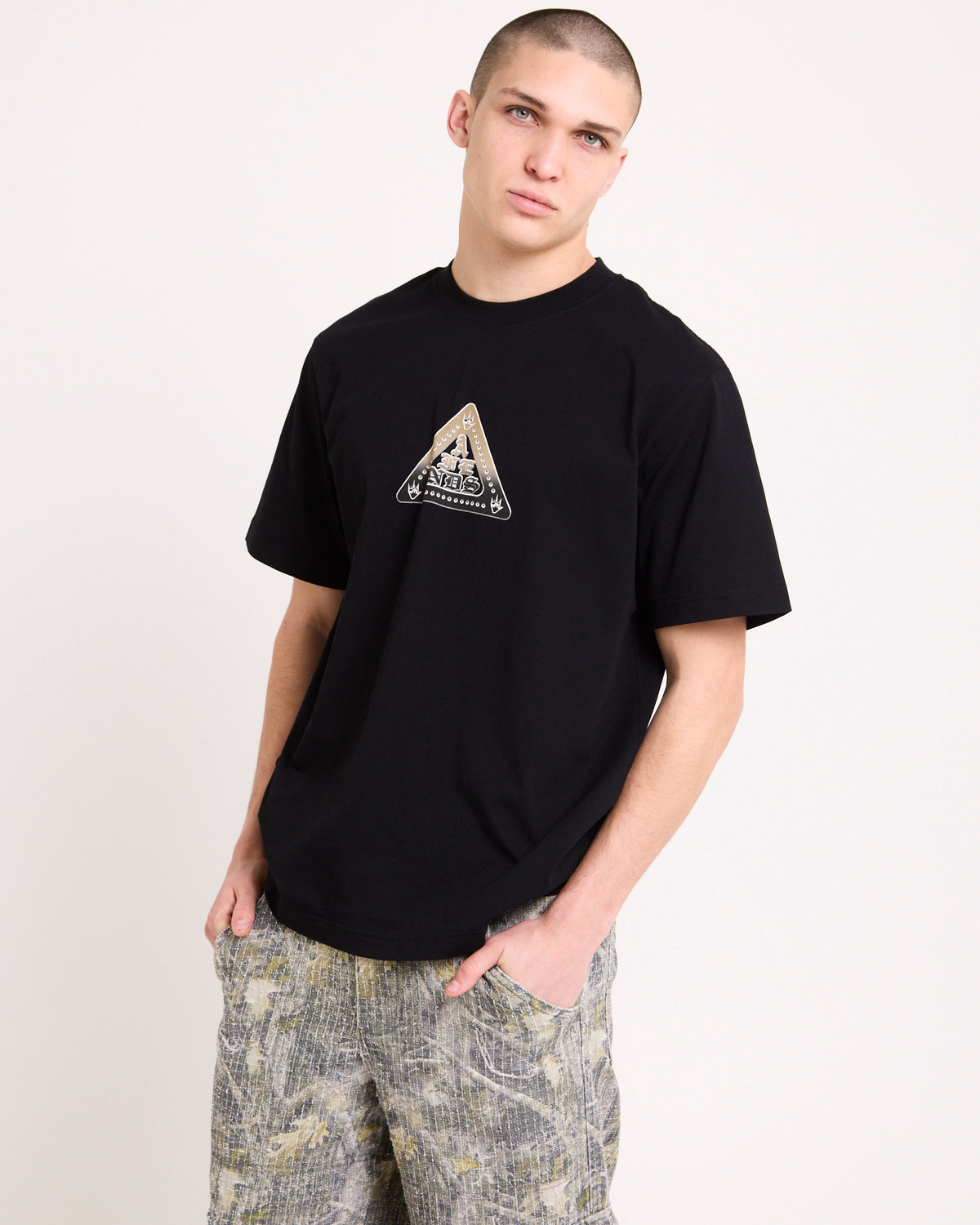 Embossed Retro T-Shirt Black
