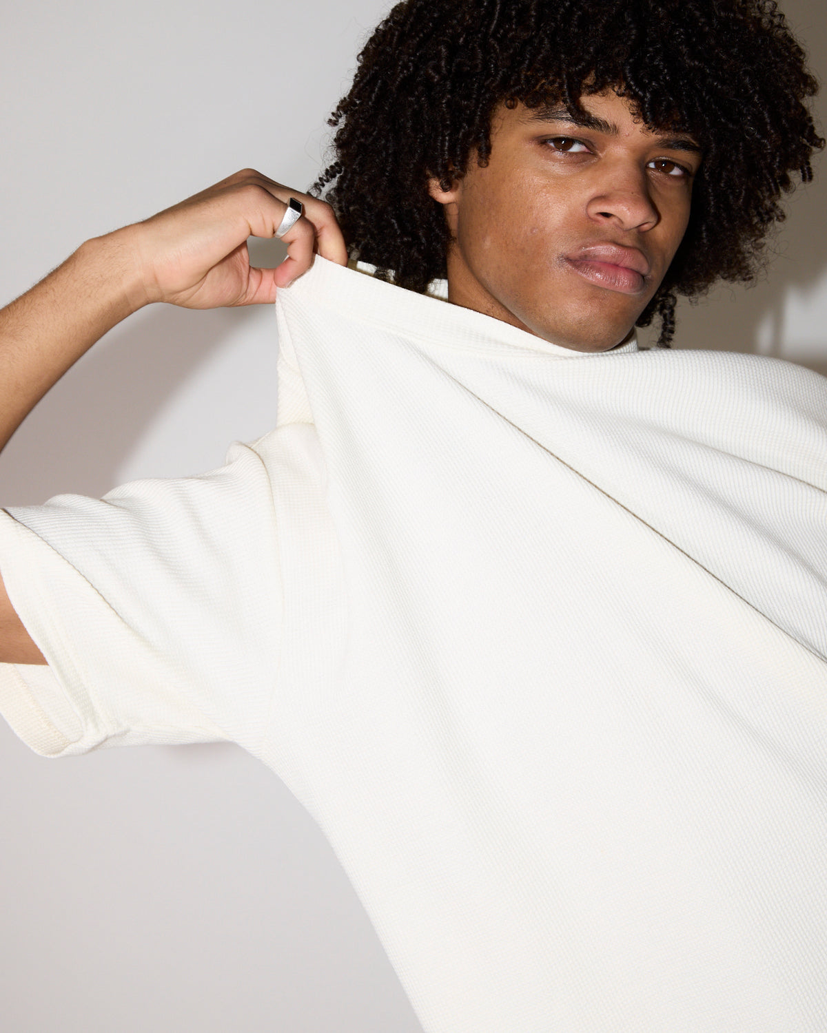 Waffle Crop T-Shirt STONE