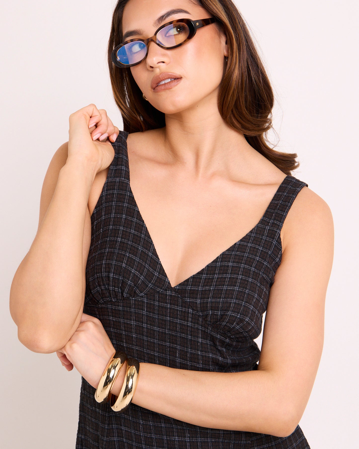 Dusk Seersucker Check Mini Dress