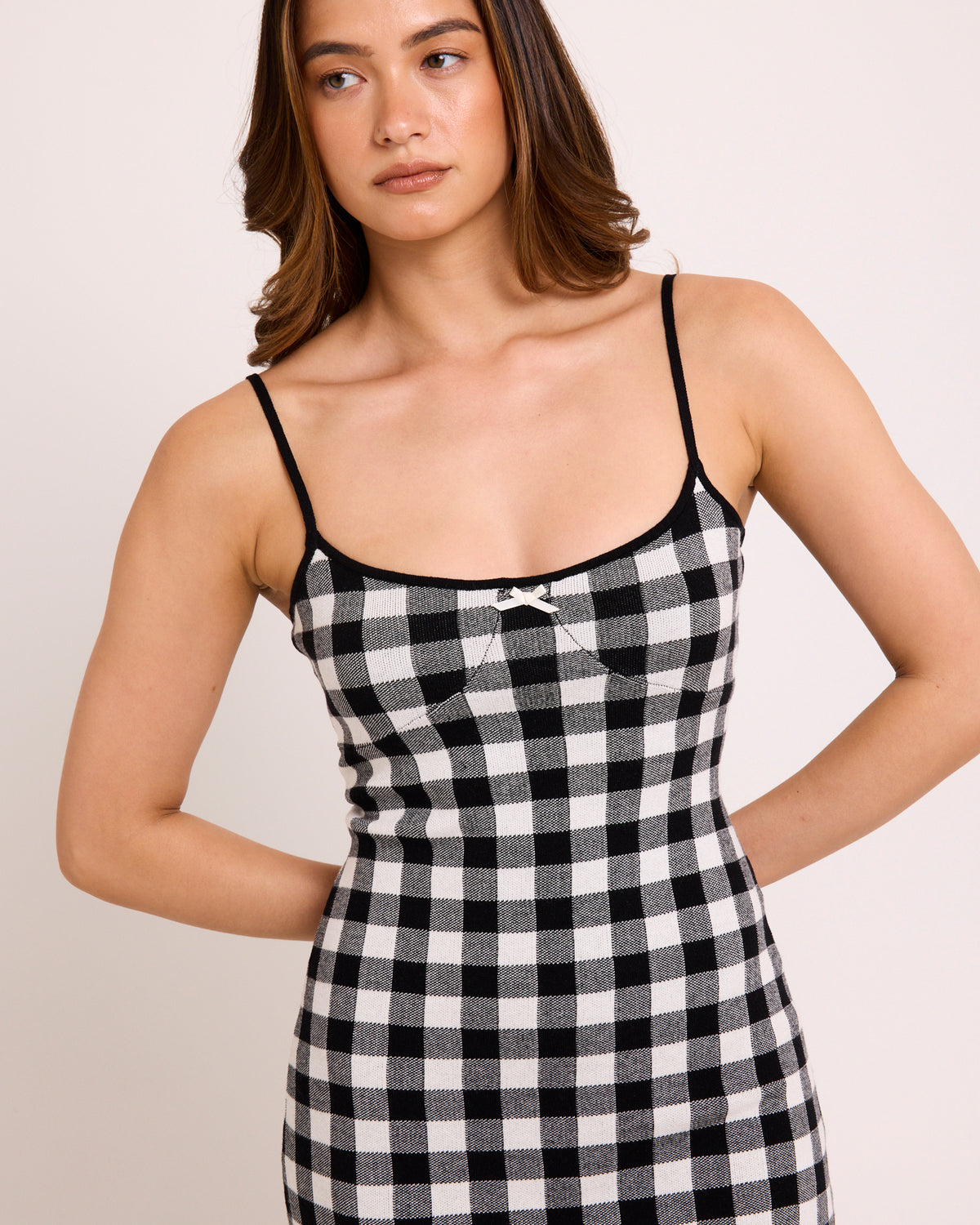 Eris Check Mini Dress BLACK WHITE