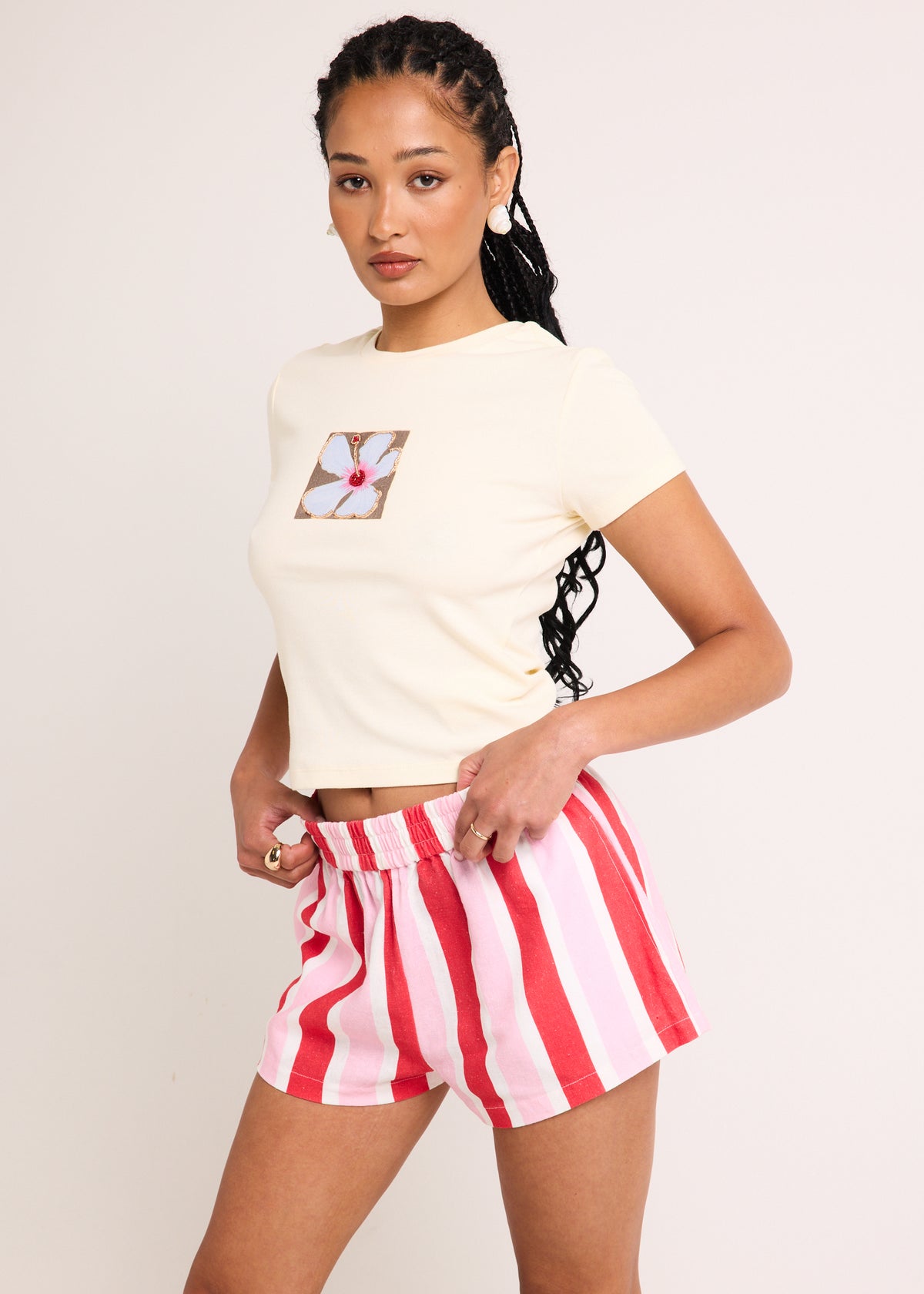 Hibiscus Hideaway Baby Tee YELLOW