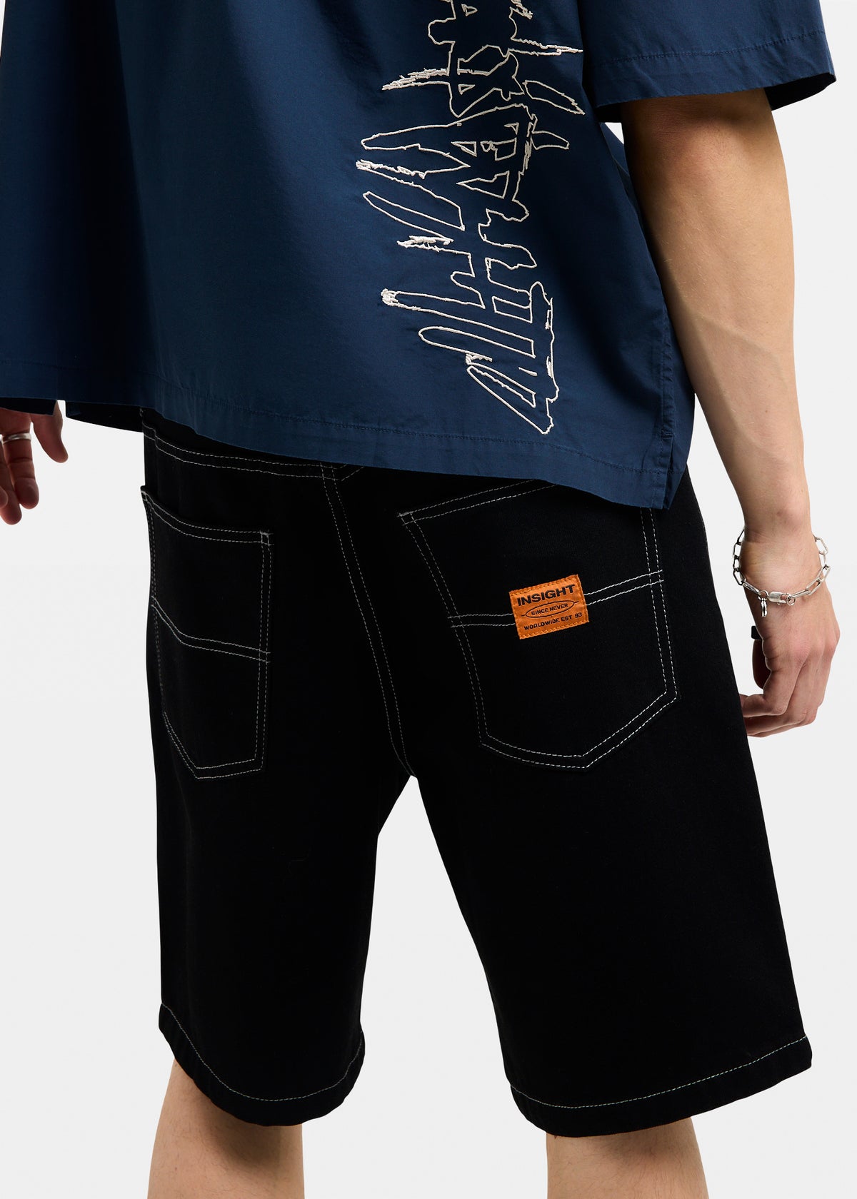 Knocker Contrast Stitch Jorts AFTER BLACK