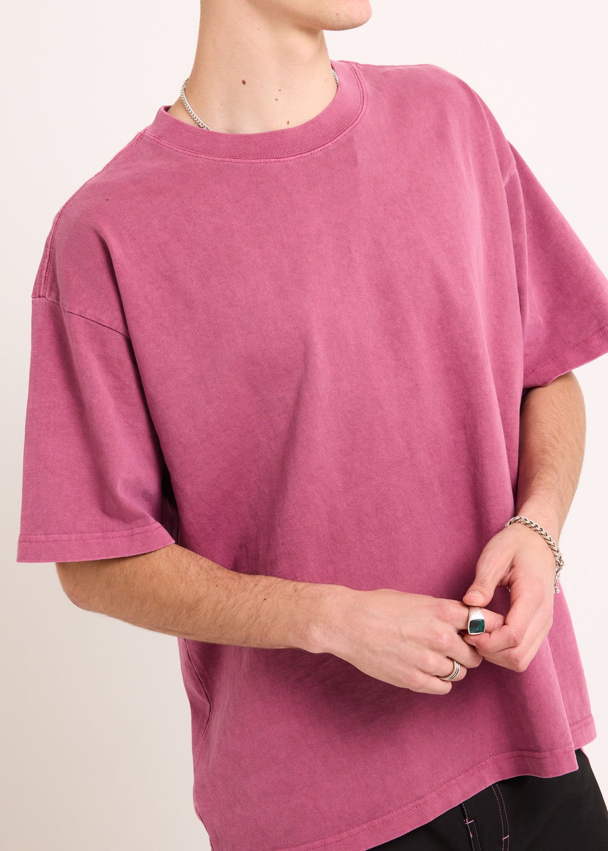 Heavy Crop Washed T-Shirt BERRY
