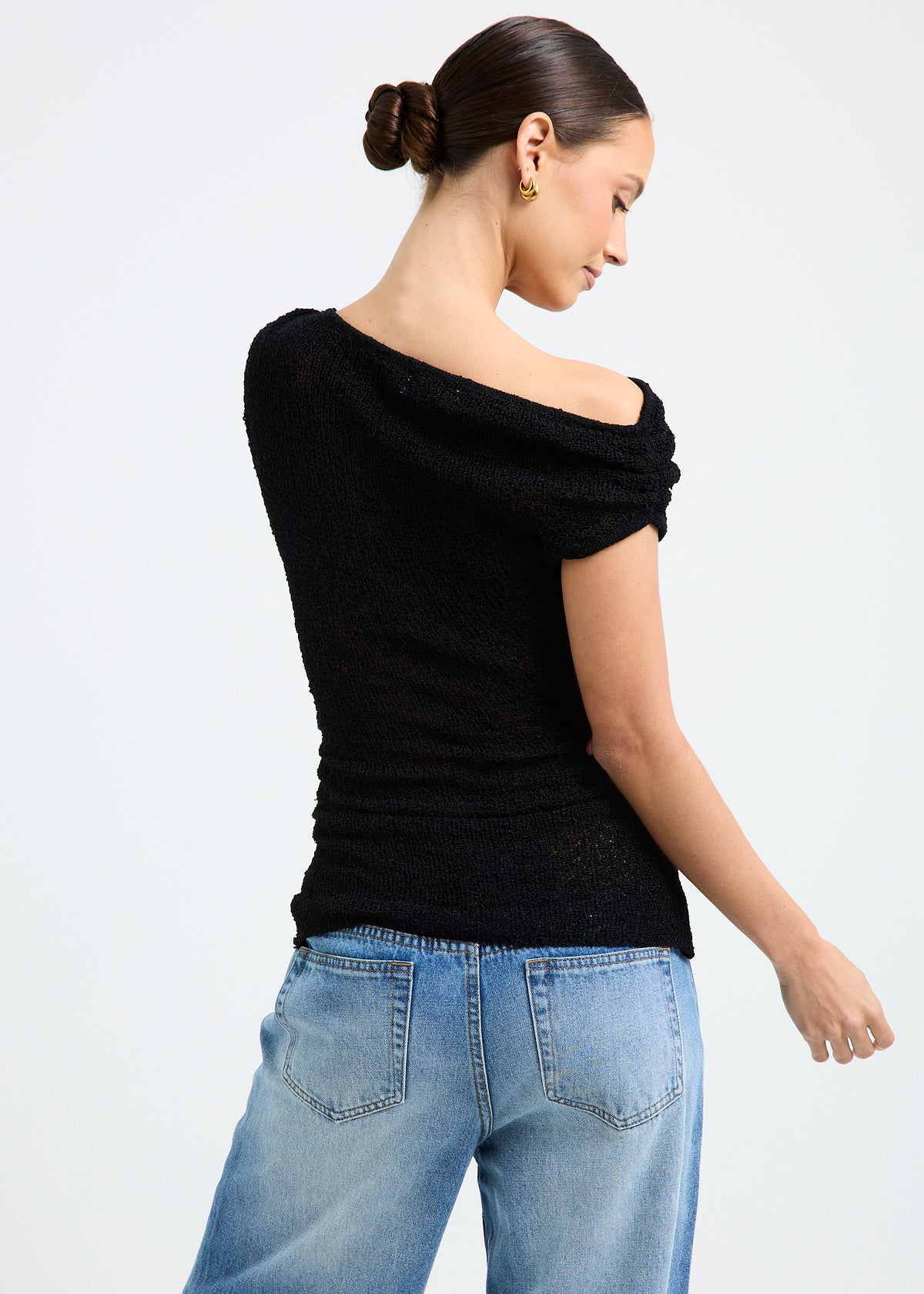 Freya Asymmetric Short Sleeve T-Shirt BLACK