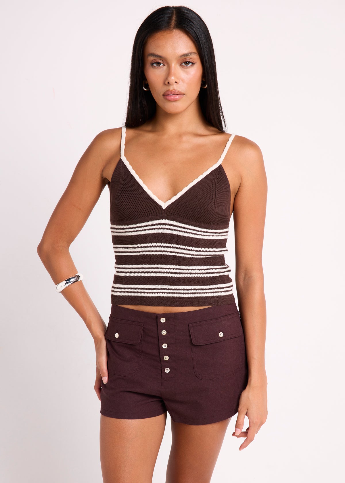 Promenade Knit Top CHOC STRIPES