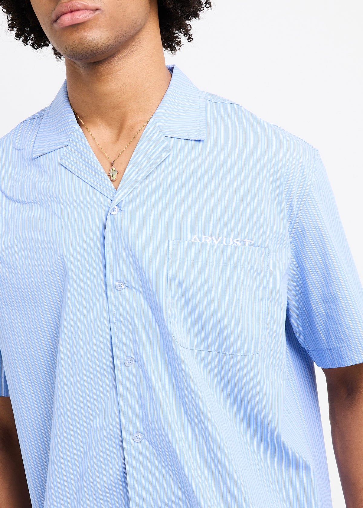 Box Striped Short Sleeve Shirt BLUE