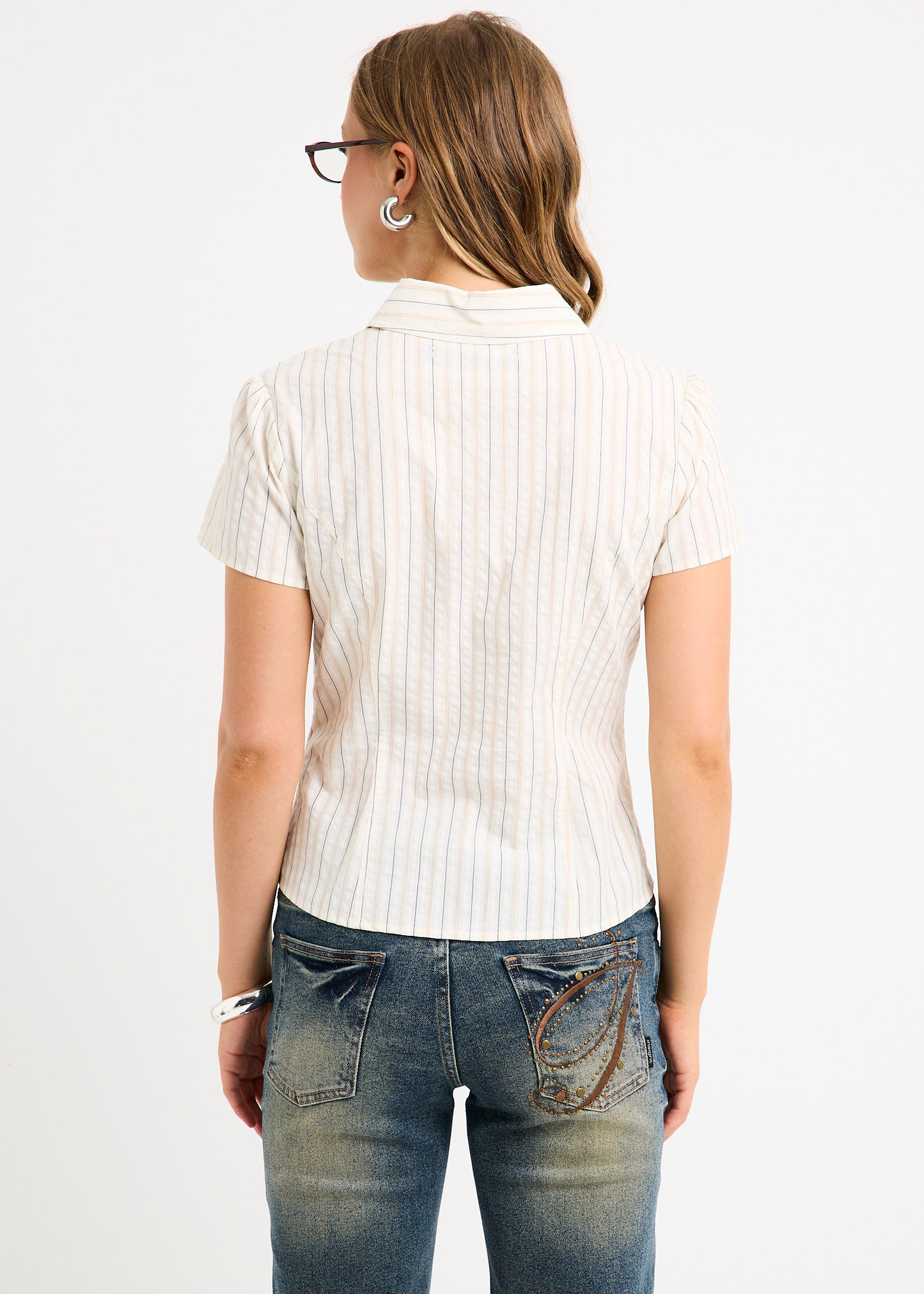 Zahra Short Sleeeve Bias Stripe Shirt ASSORTED