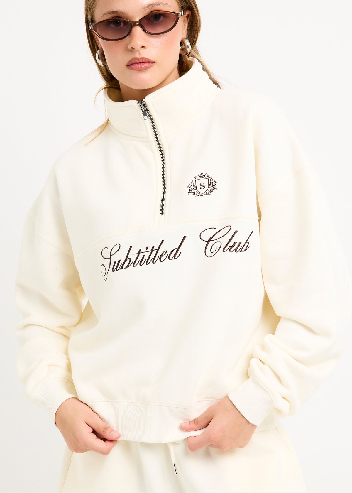 Subtitled Club Quarter Zip ECRU