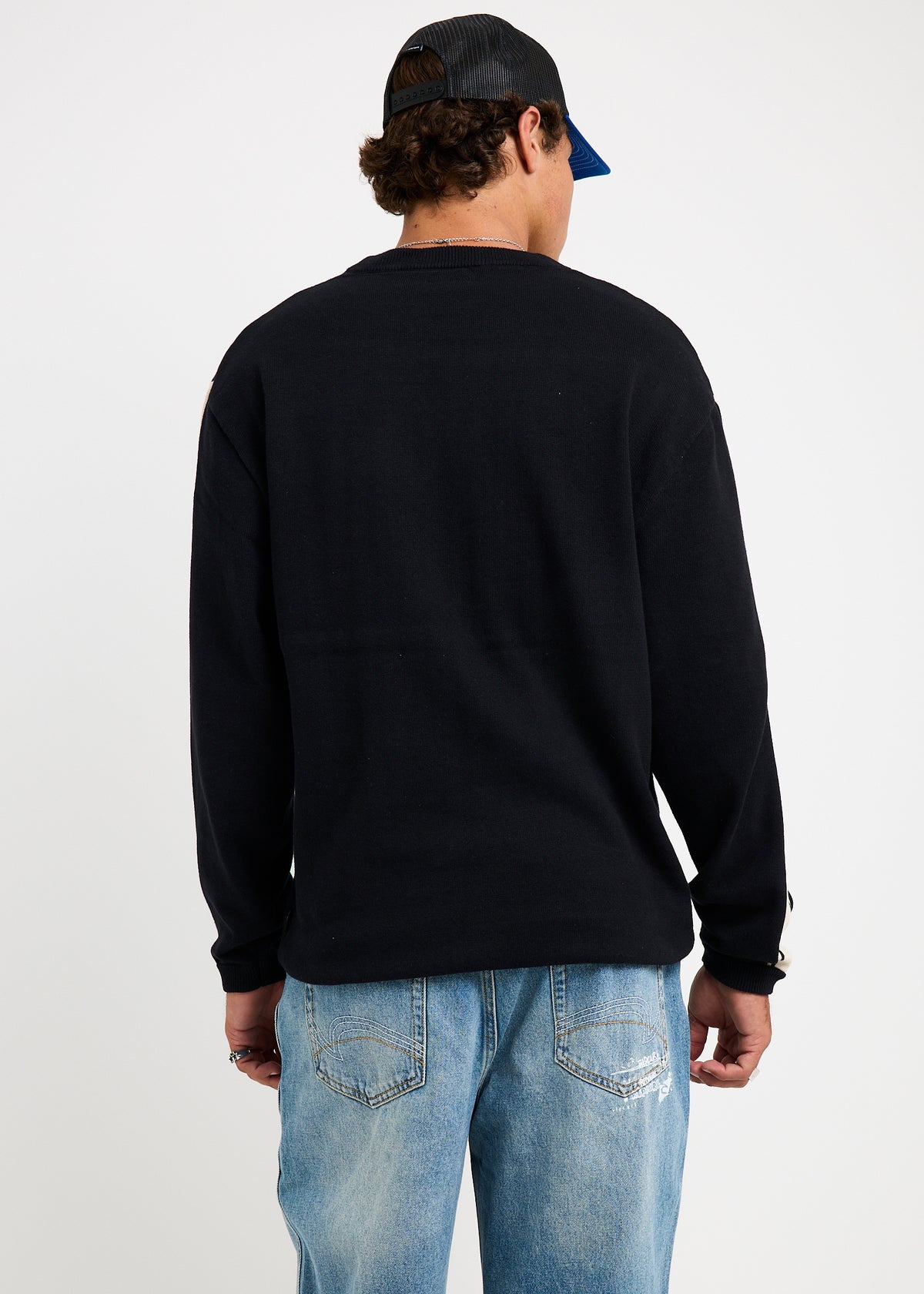 Inner Visions Stripe Knit Crew Shirt BLACK