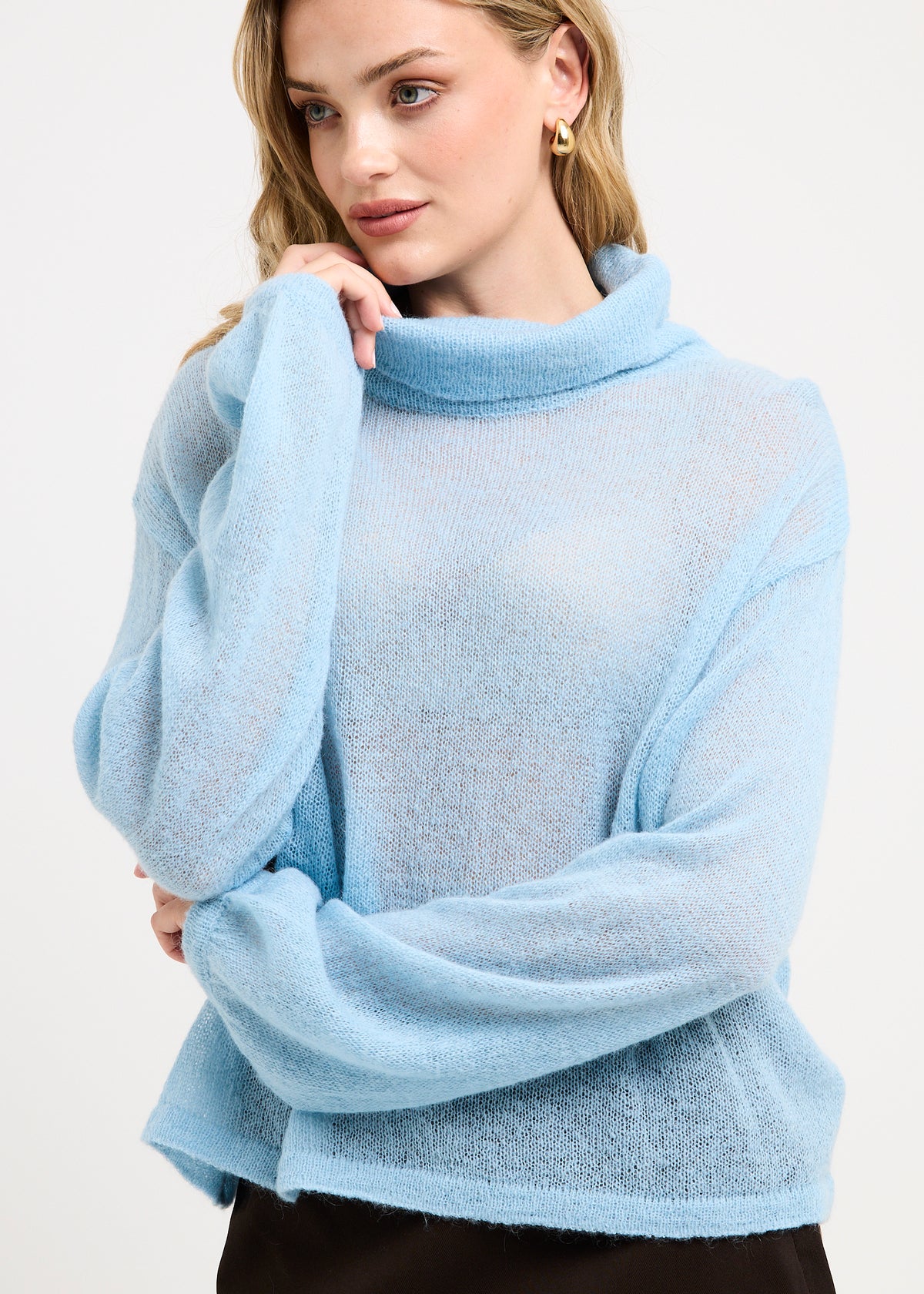 Palma Crotchet Cropped Sweater BLUE