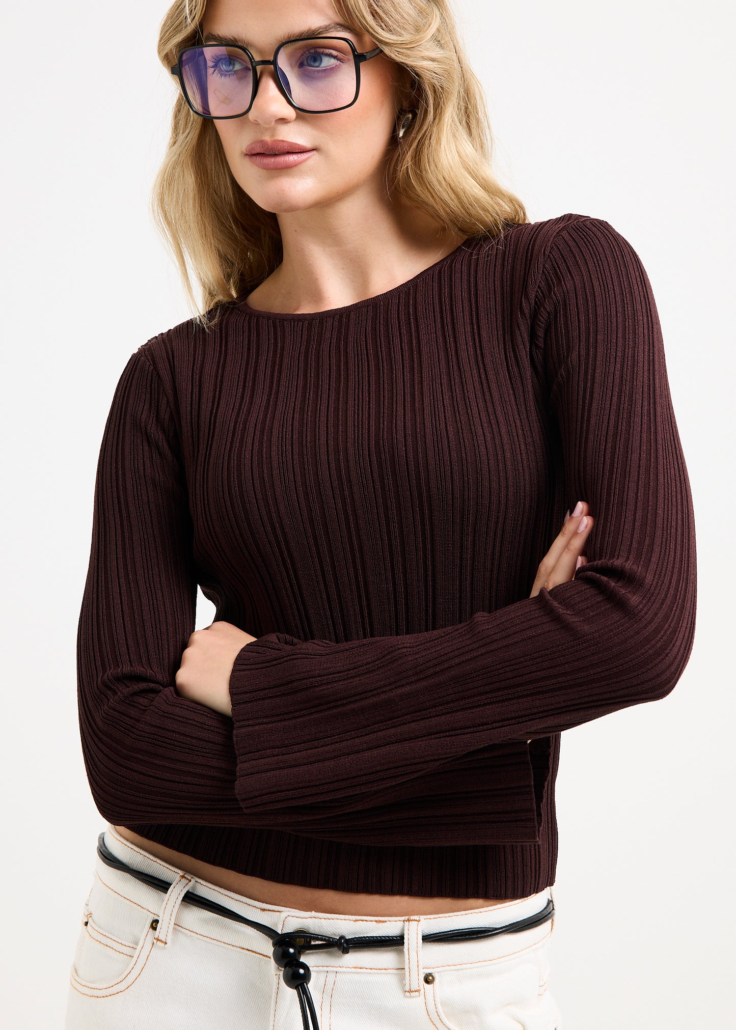 Holland Boat Neck Long Sleeve Knit Top