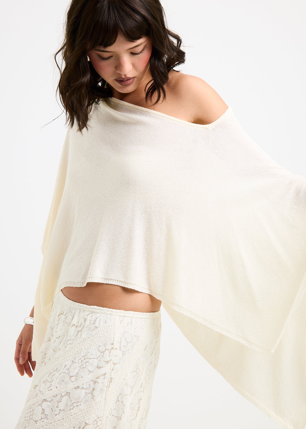 Alma Knit Poncho IVORY