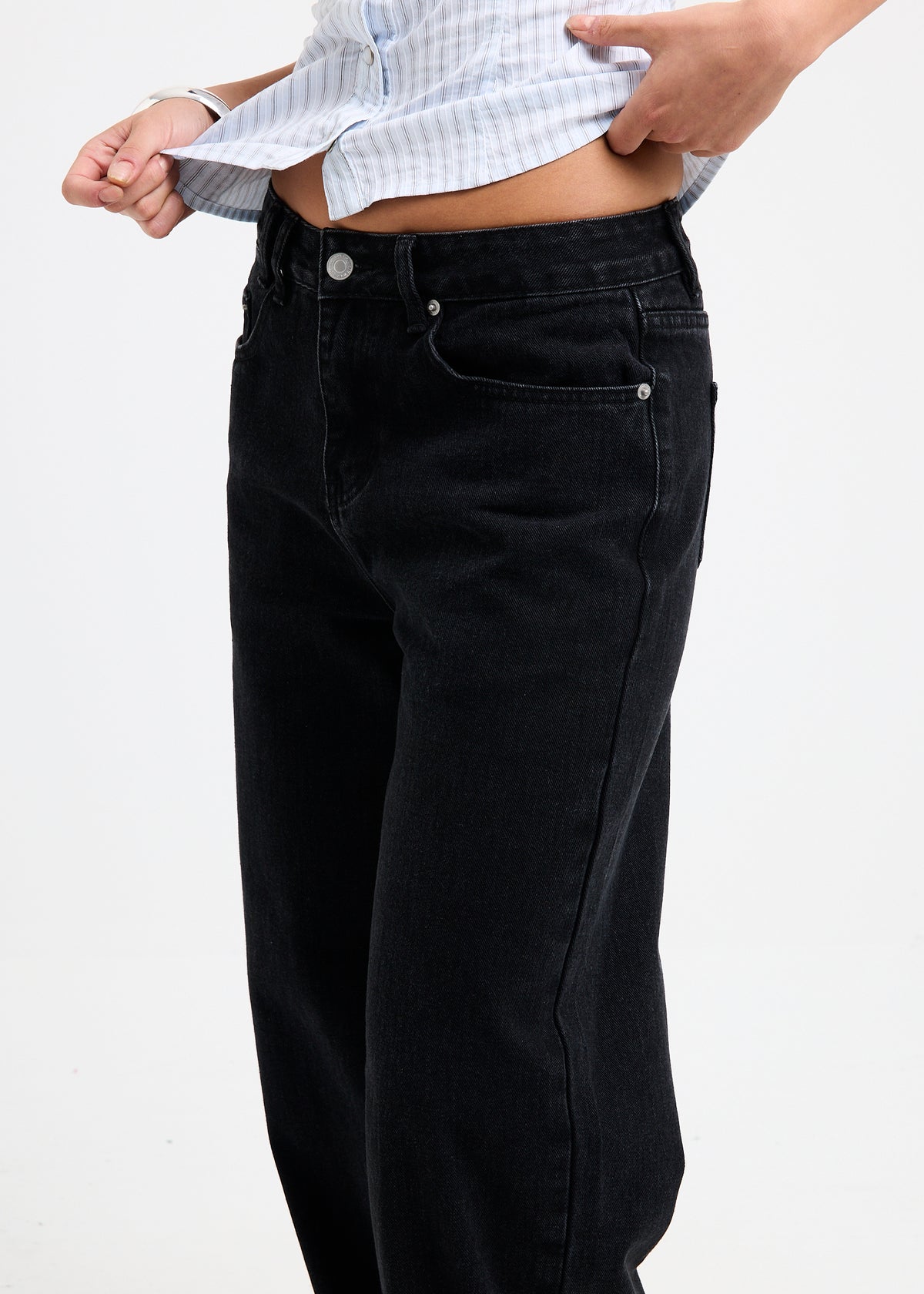 Priya Mid Straight Denim Jeans BLACK