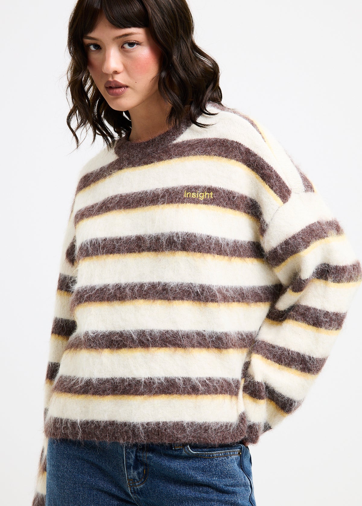 Aisha Brushed Stripe Crew Knit YELLOW STRIPE