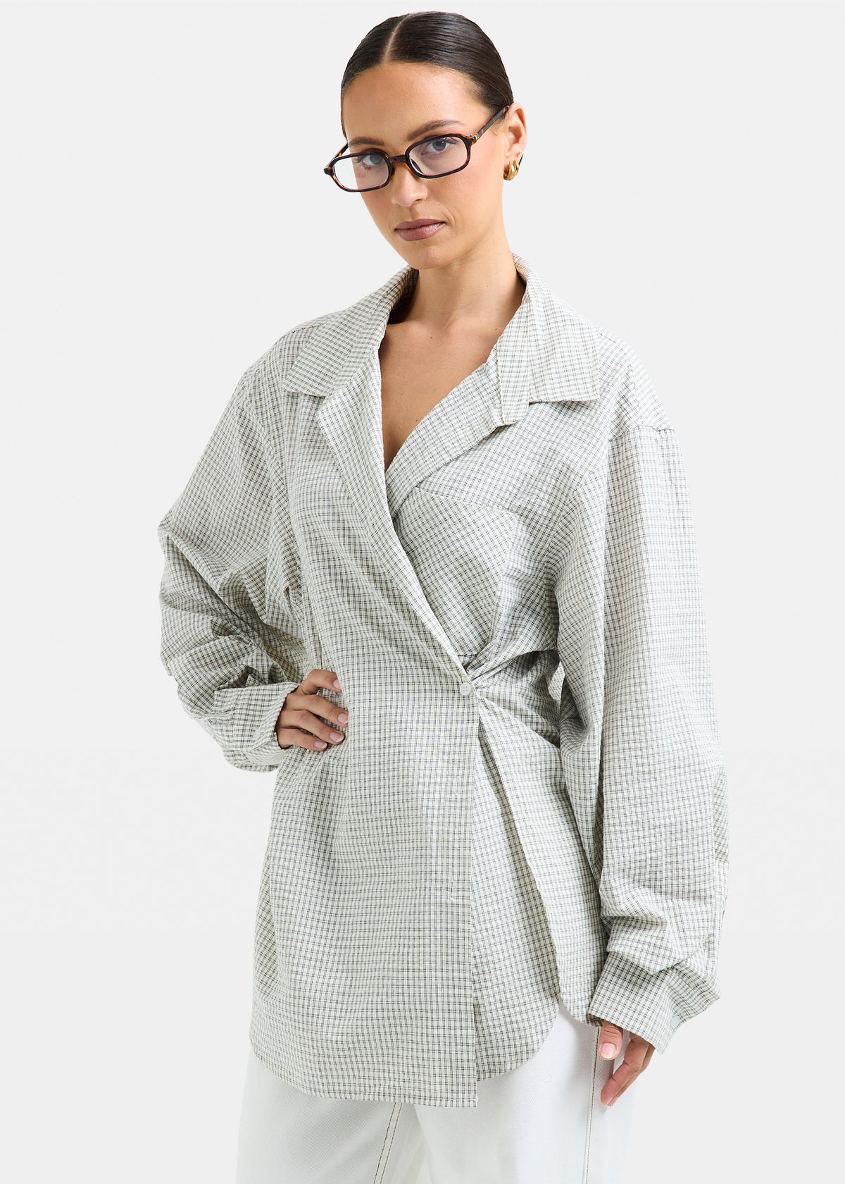 Lauren Plaid Boyfriend Wrap Long Sleeve Shirt ASSORTED CHECK