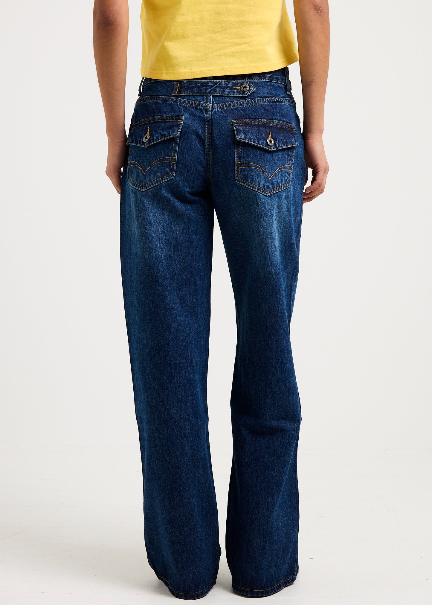 Greta Strap Straight Leg Denim Jeans INK BLUE