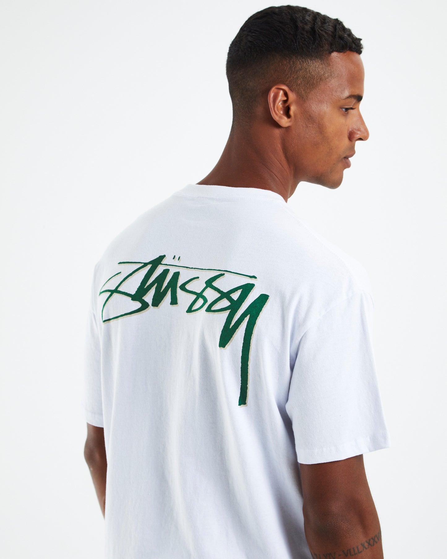 Shadow Script Short Sleeve T-Shirt White/Green