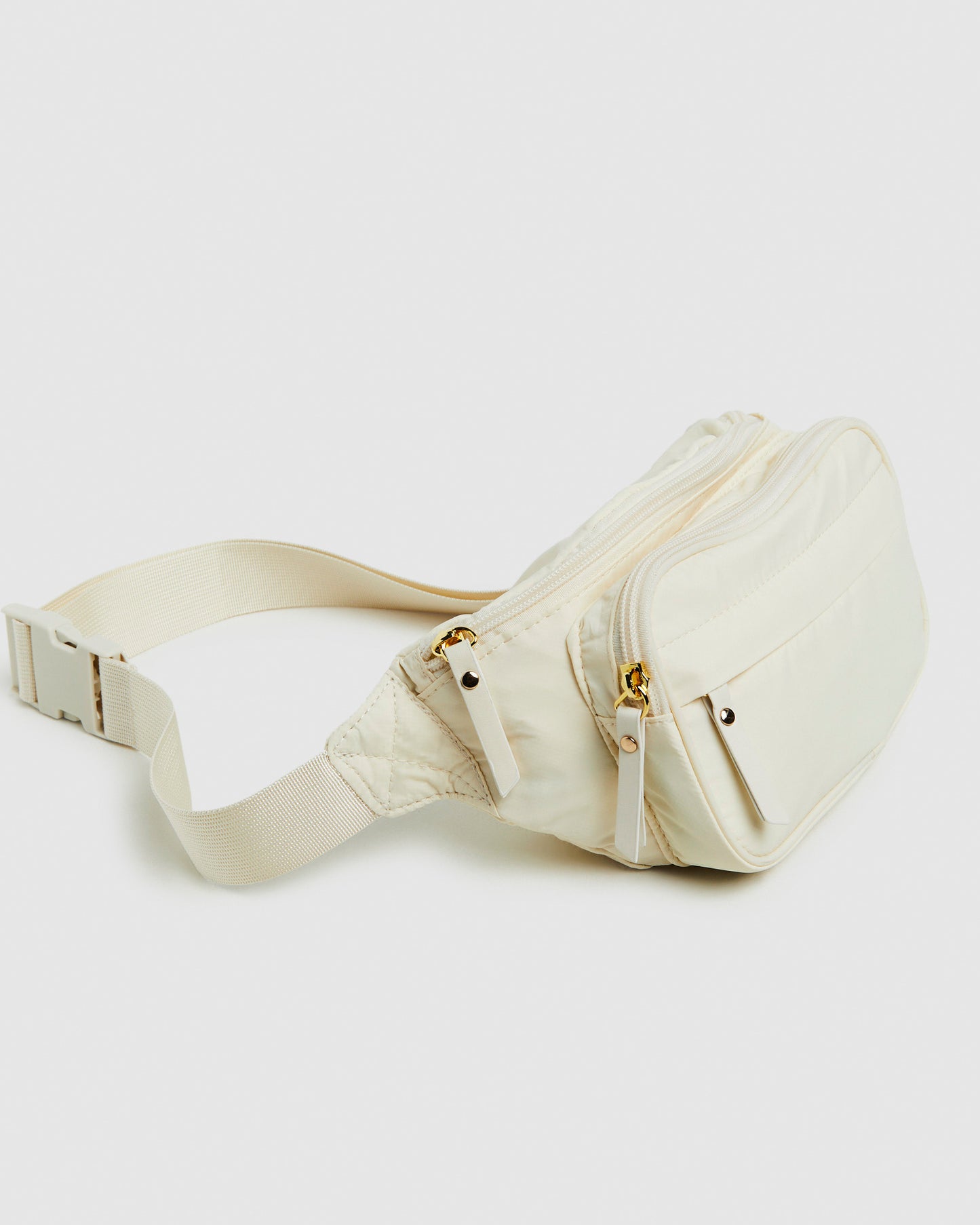 Nelly Nylon Multi Zip Bum Bag Cream