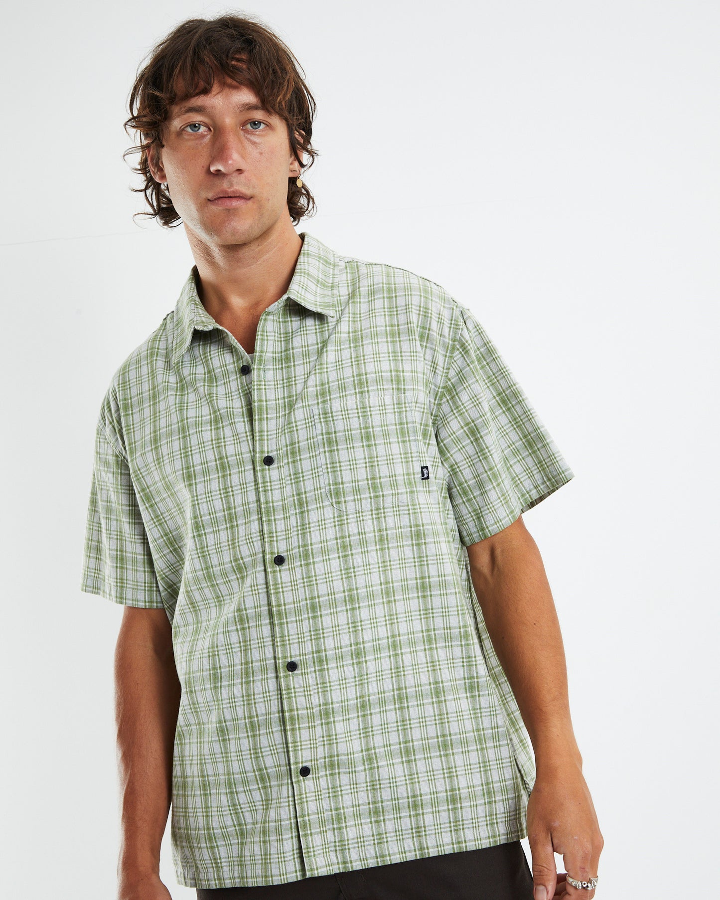 Textile Check Short Sleeve Shirt Green