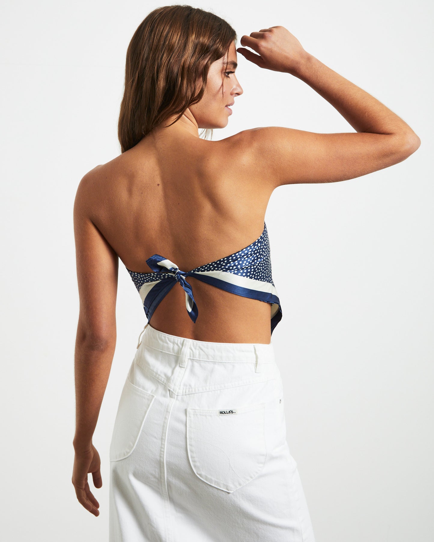 Mini Spot Silk Scarf in Navy