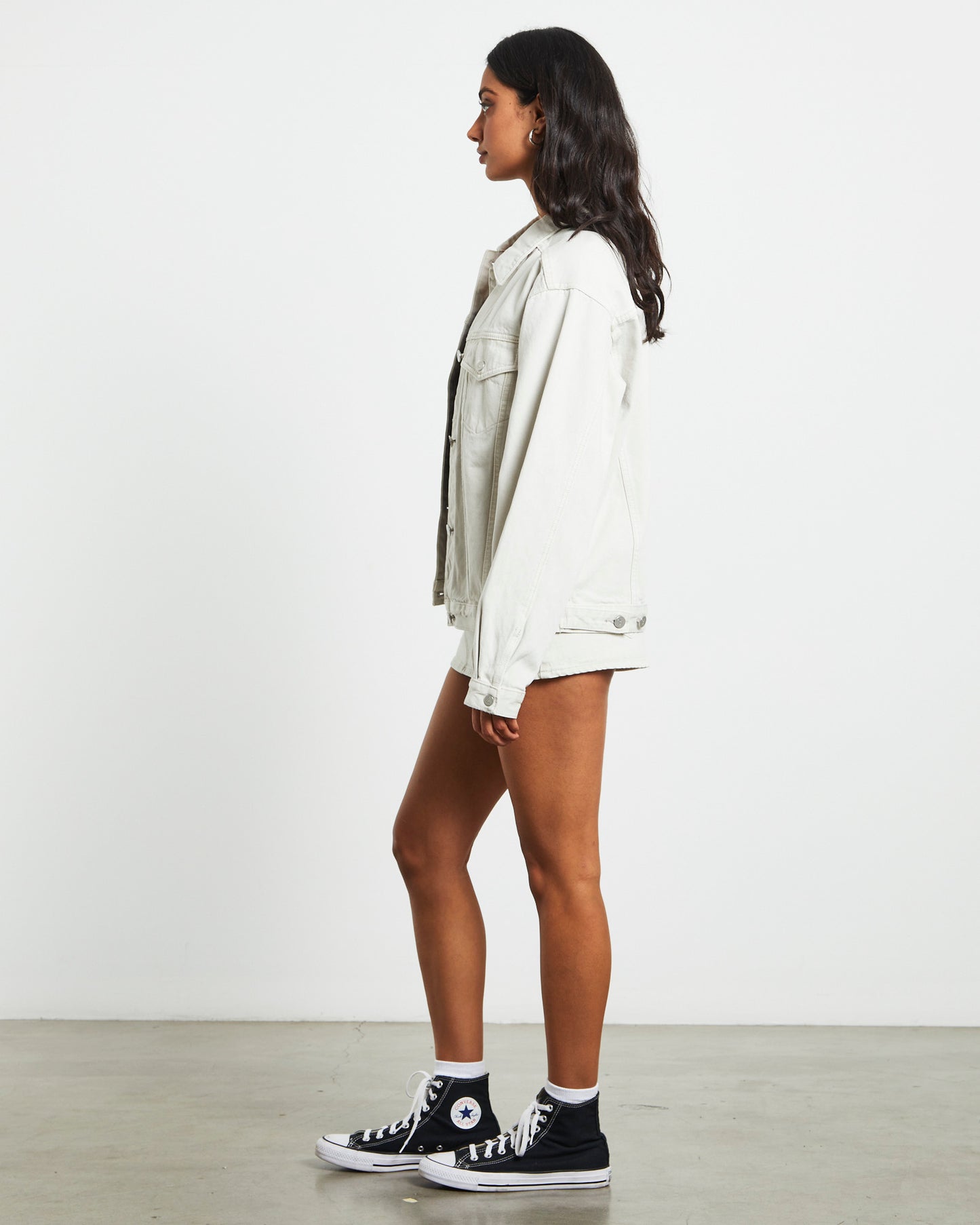 Slouch Denim Jacket in Chalk White