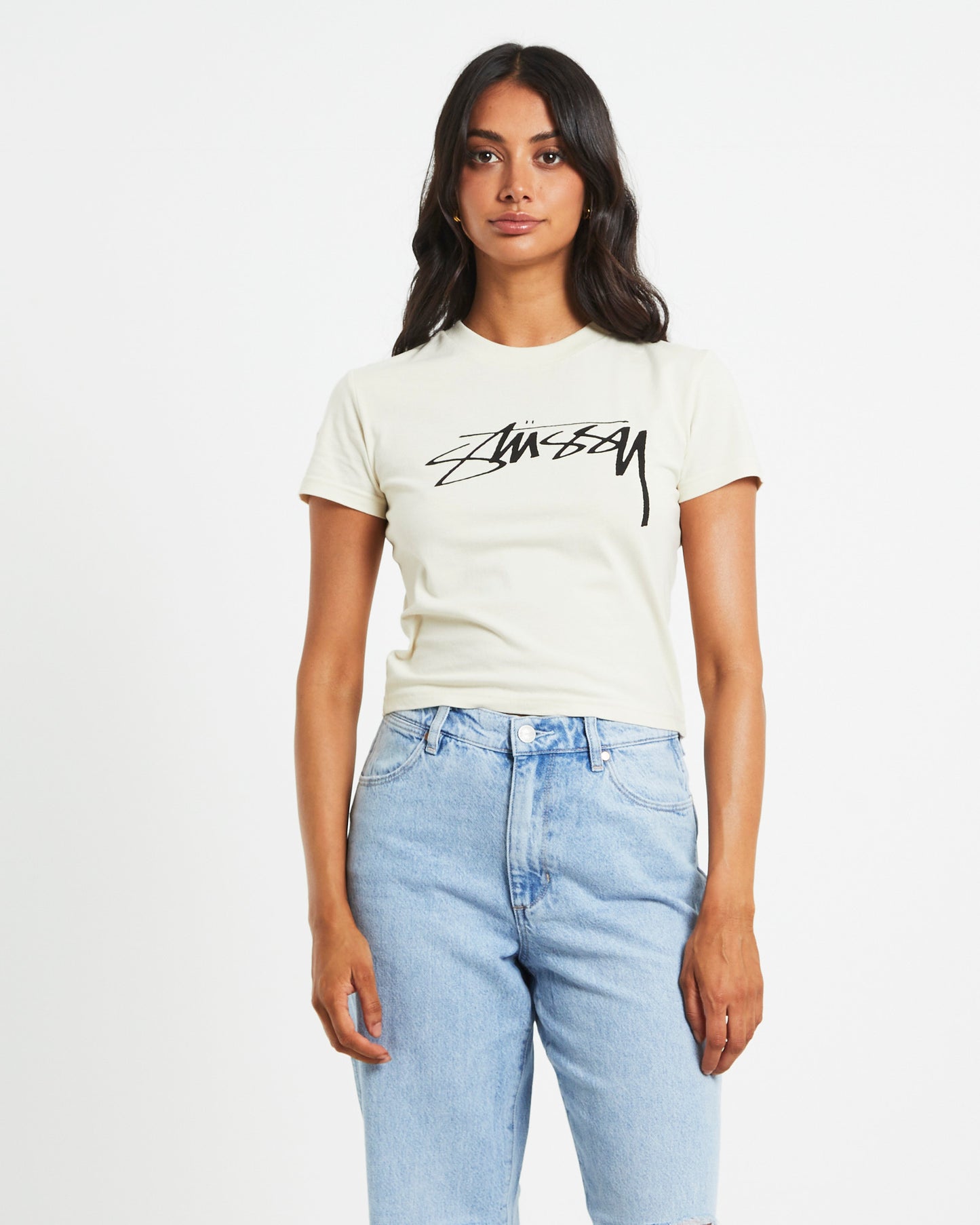 Stock Slim Short Sleeve T-Shirt in Cream