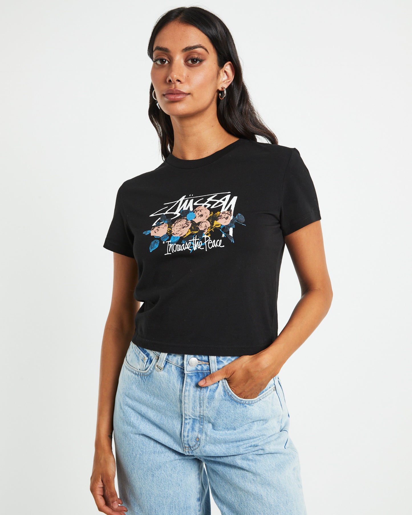 Rose Slim Short Sleeve T-Shirt in Black