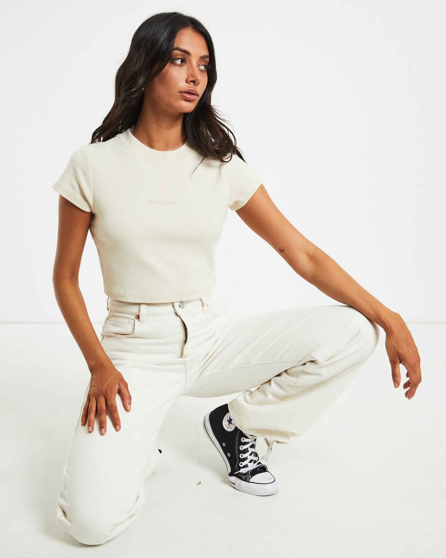 90s Cropped Tee in Shell White