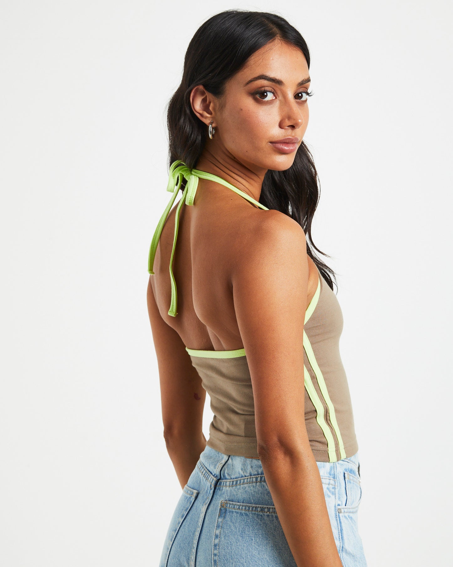 Infinity Halter Top in Taupe Brown