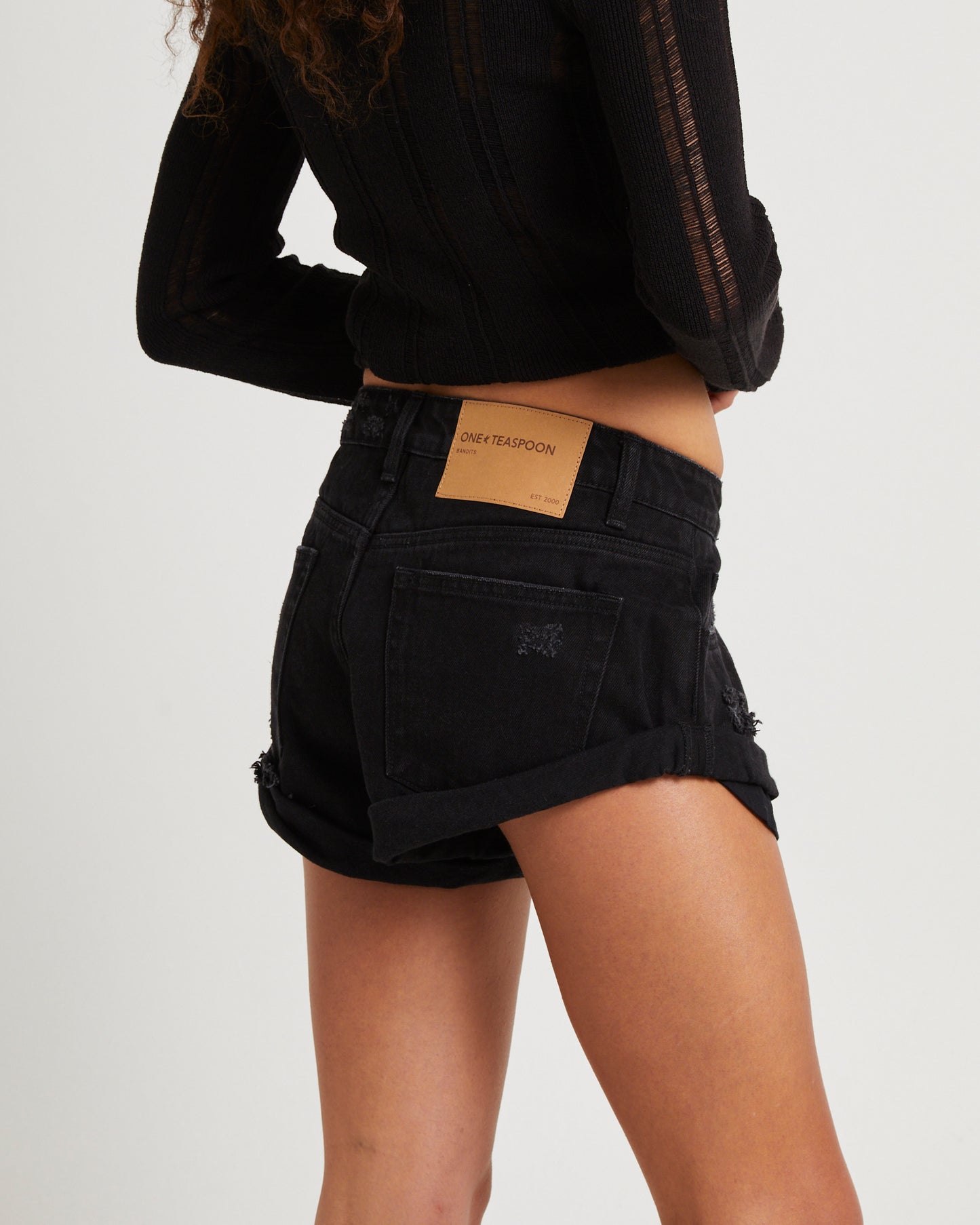 Bandit Low Waist Denim Shorts in Double Black