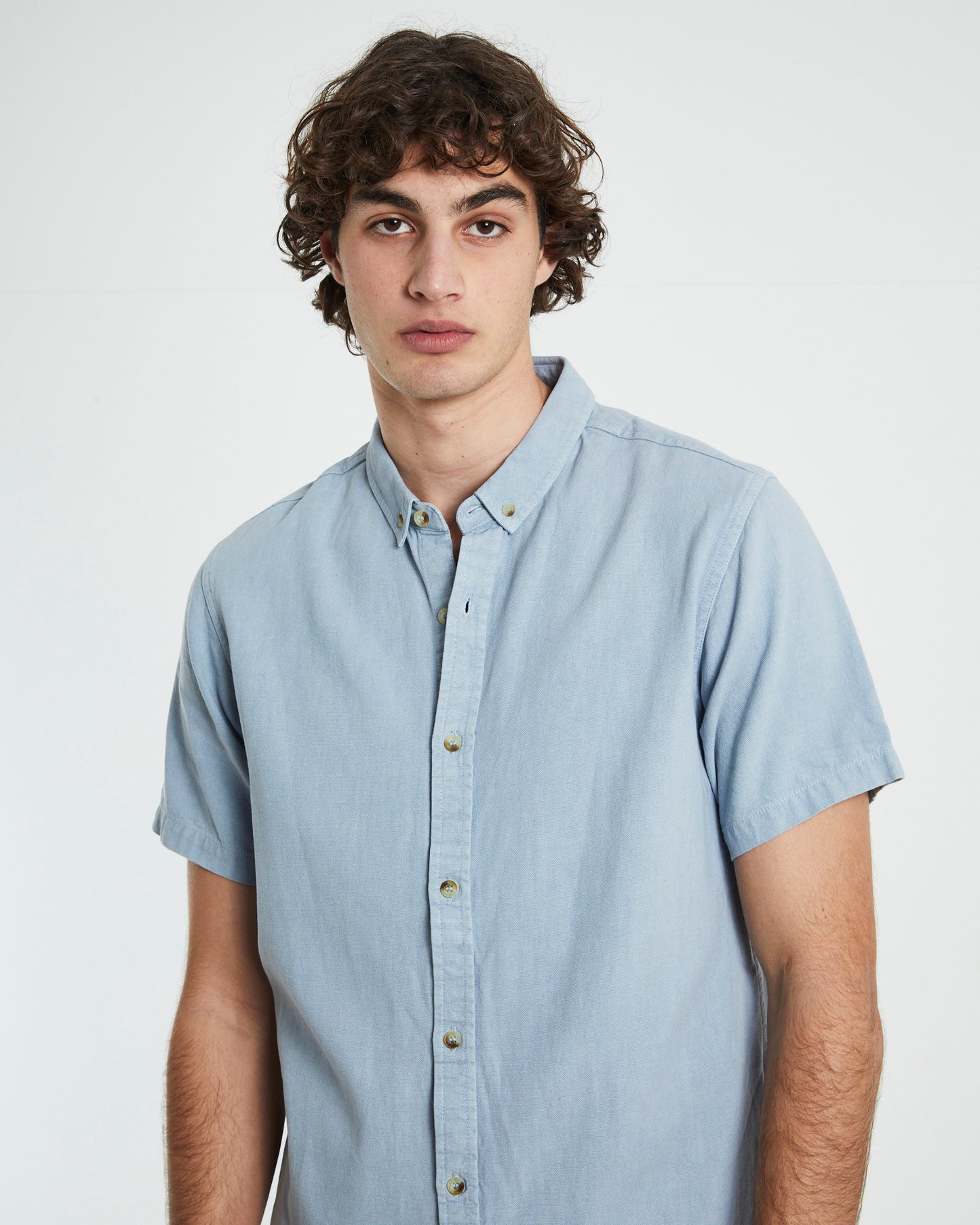 Men At Work Shor Sleeve Oxford Shirt in Sky Blue