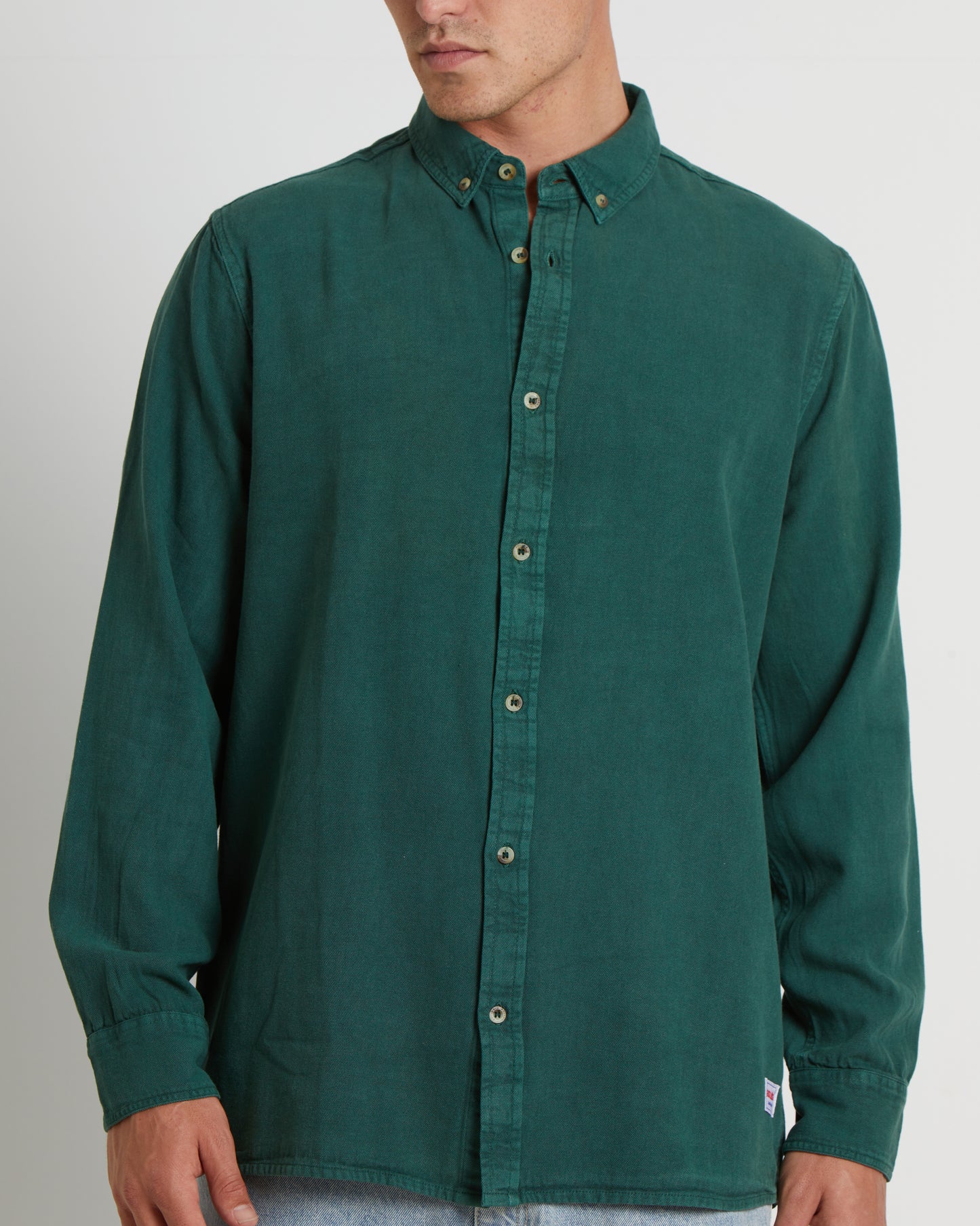 Men At Work Oxford Long Sleeve Shirt in Trade Green