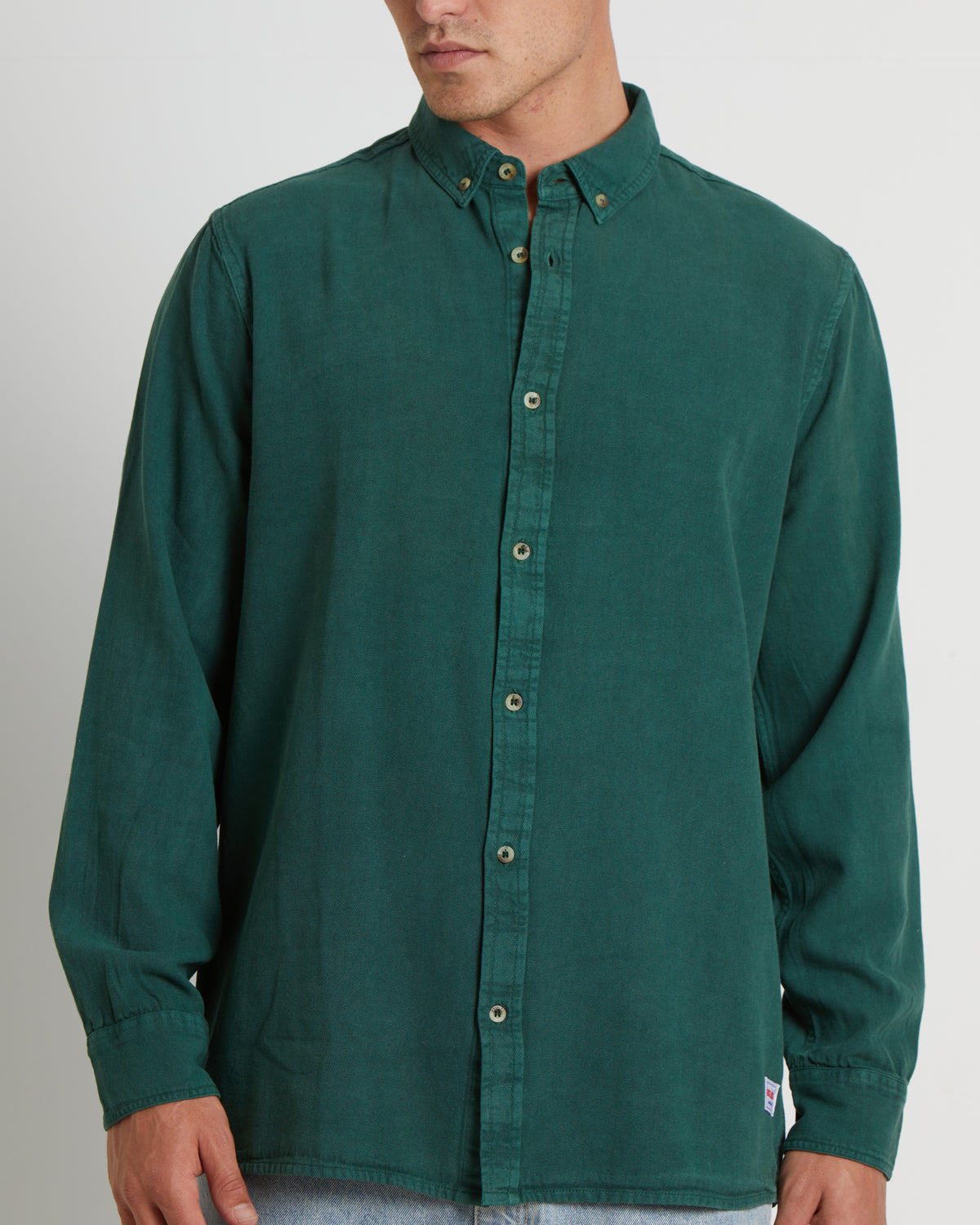 Men At Work Oxford Long Sleeve Shirt in Trade Green GREEN