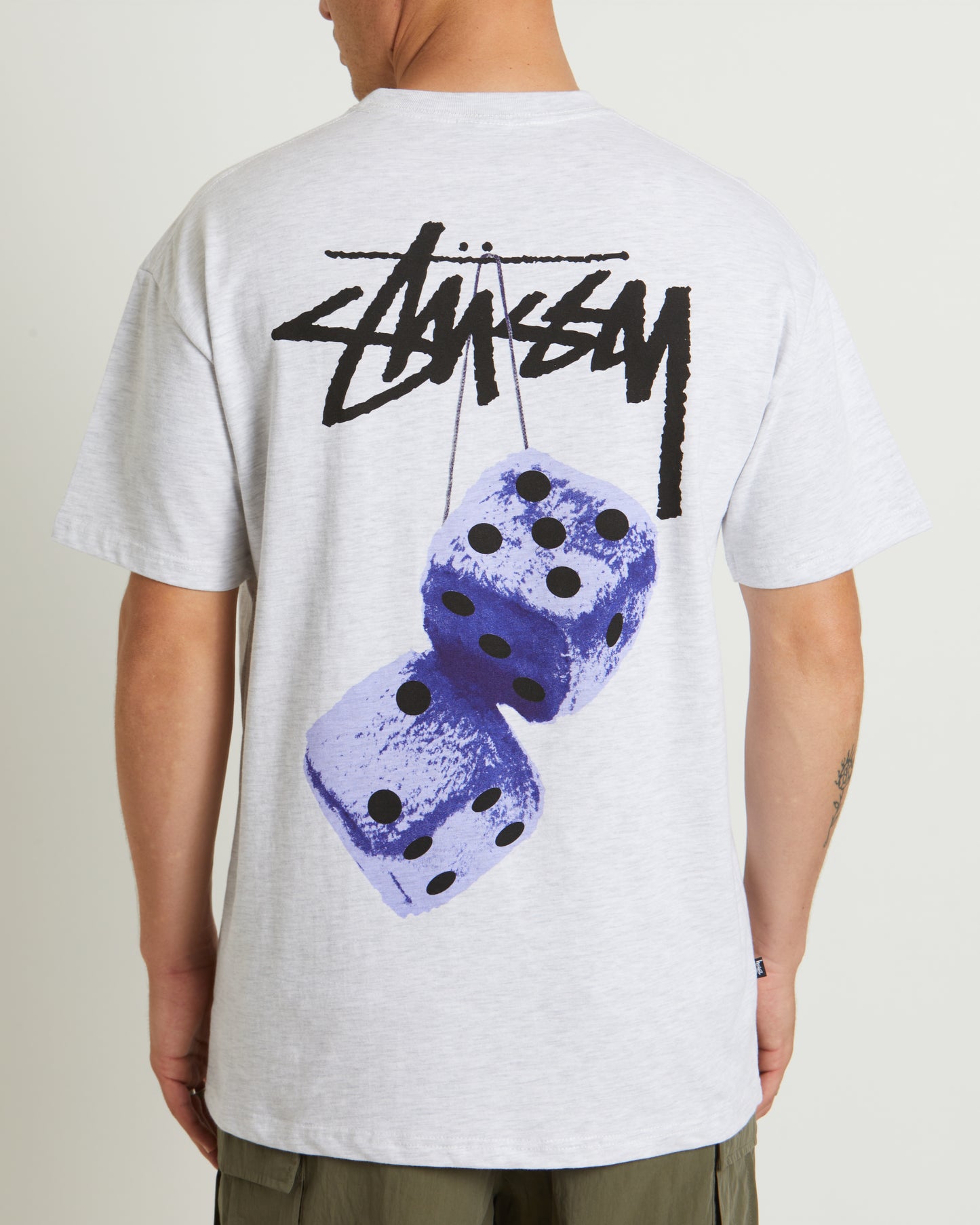 Fuzzy Dice Heavyweight Short Sleeve T-Shirt in Snow Marle Grey
