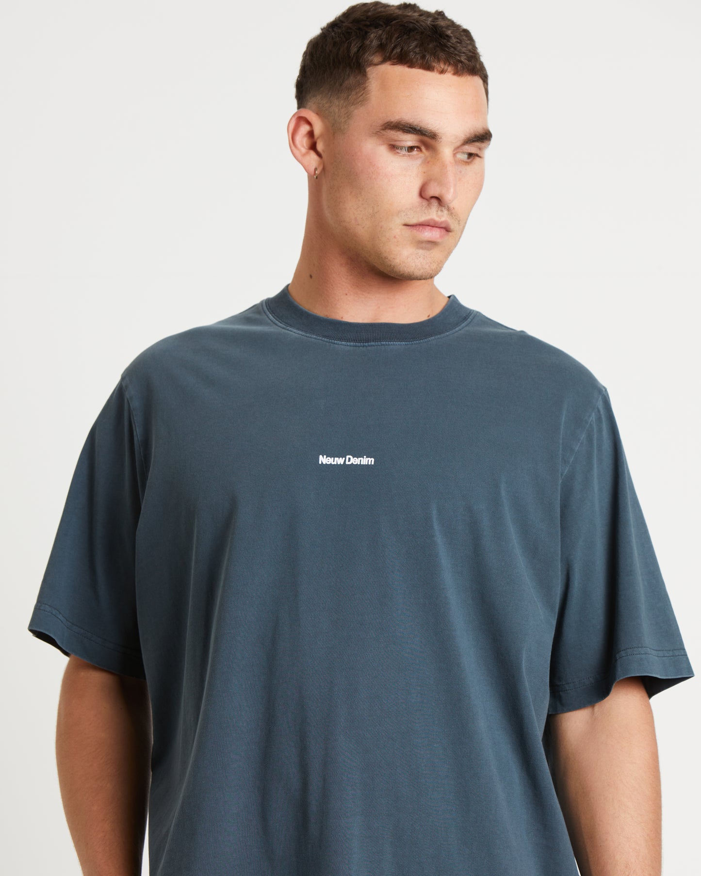 Samo Neuw Denim Logo Short Sleeve T-Shirt in Dark Pine