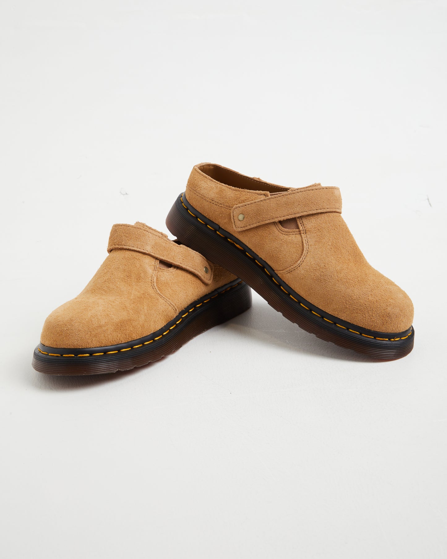 Isham Buckle Mules in Sandy Tan Desert Oasis Suede