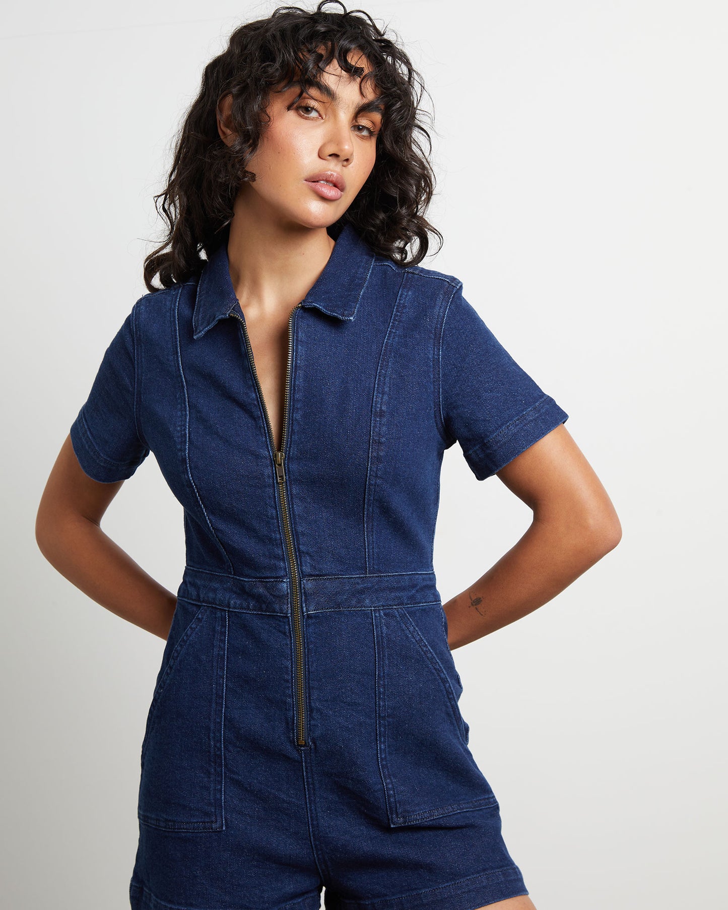 Avianna Denim Boilersuit in Ink Blue