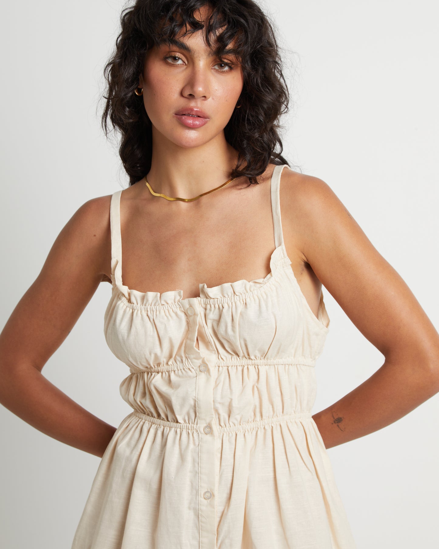 Isabella Mini Dress in Beige