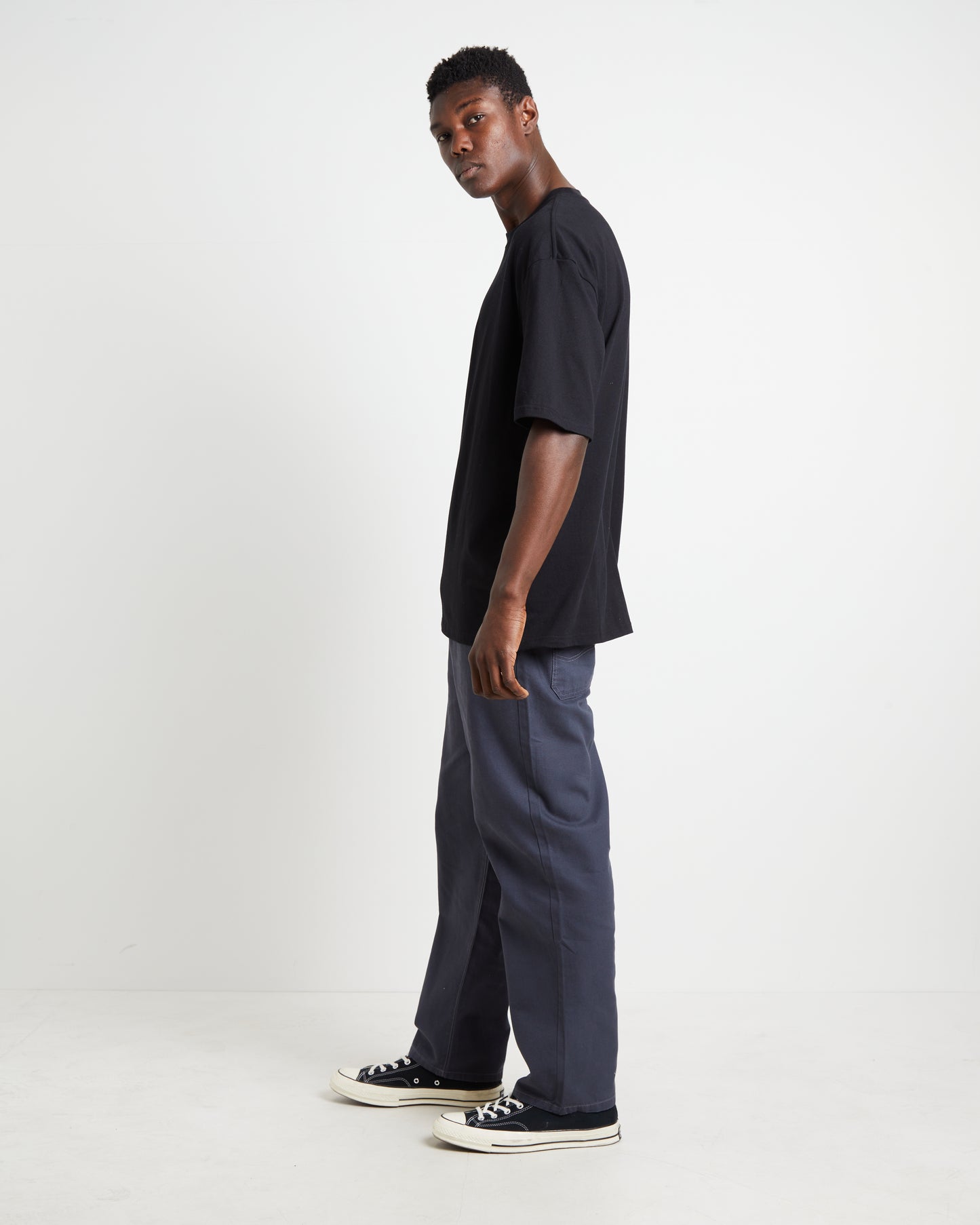 Baggy Short Sleeve Moods T-Shirt in Black