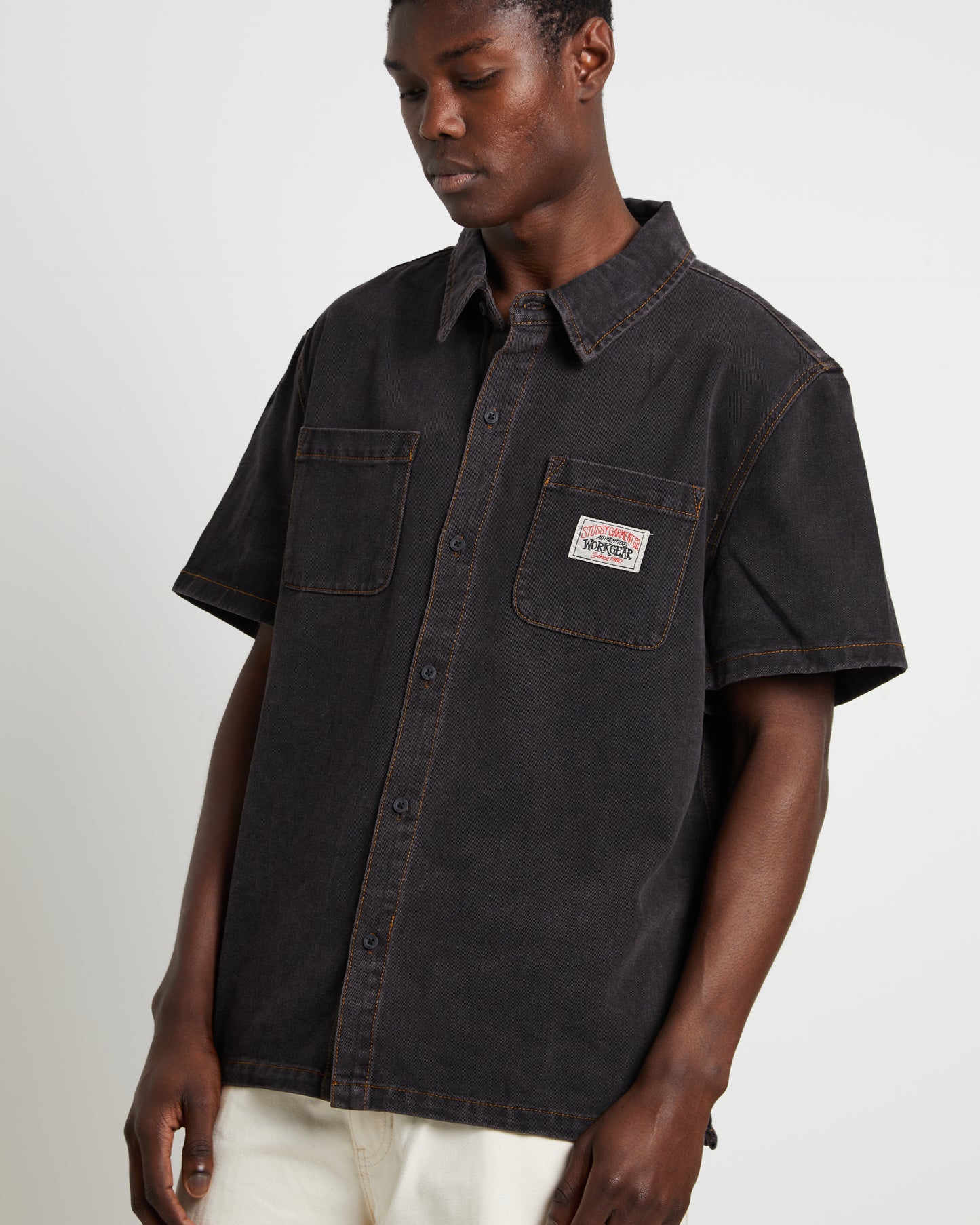 Workgear Denim Short Sleeve Shirt in Black Denim