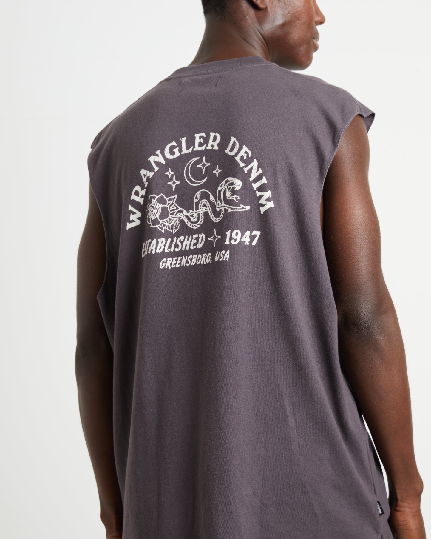 Serpent Stamp Muscle Tee in Slate Grey