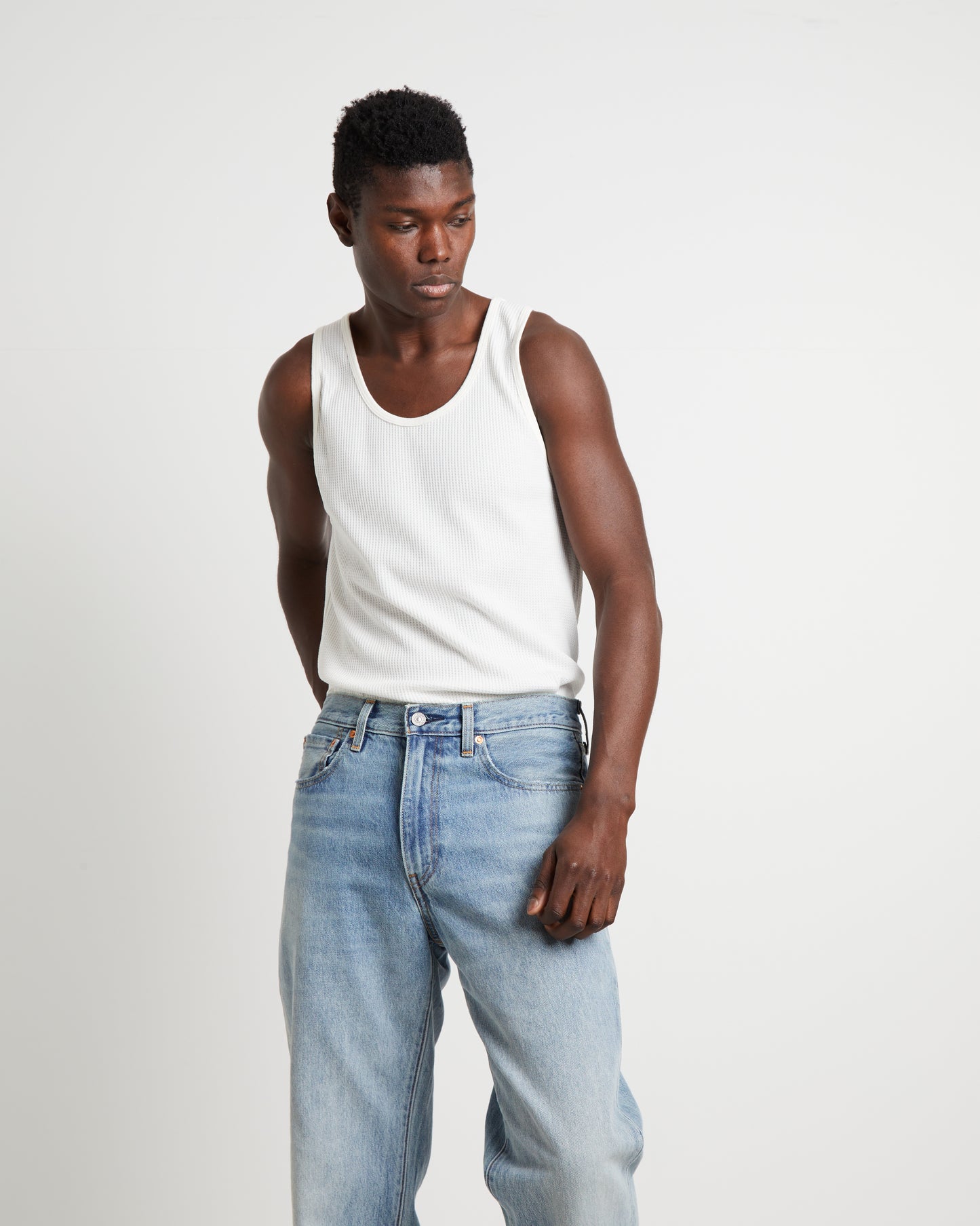 Trade Waffle Tank in Vintage White