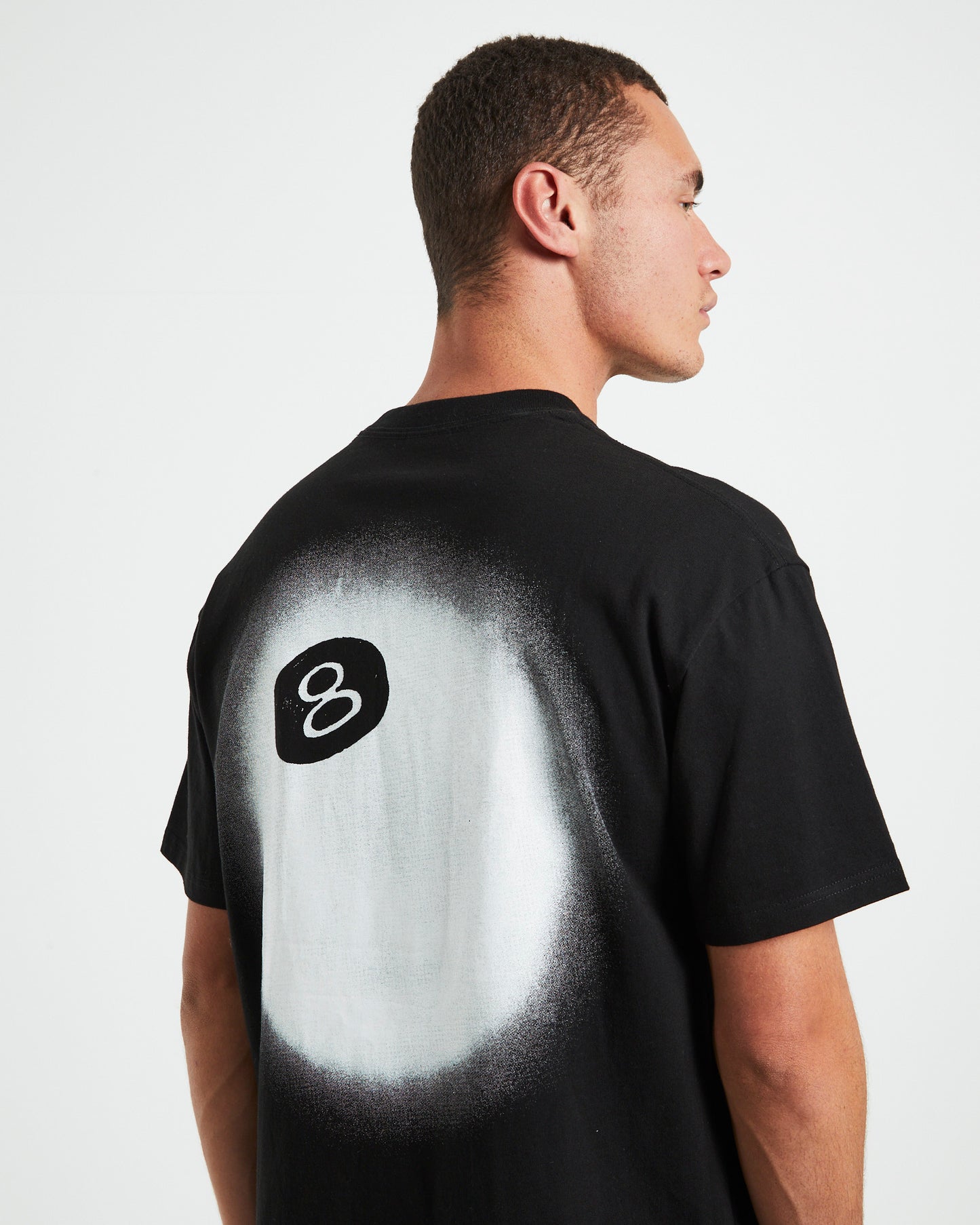 8 Ball Faded Heavyweight Short Sleeve T-Shirt in Black