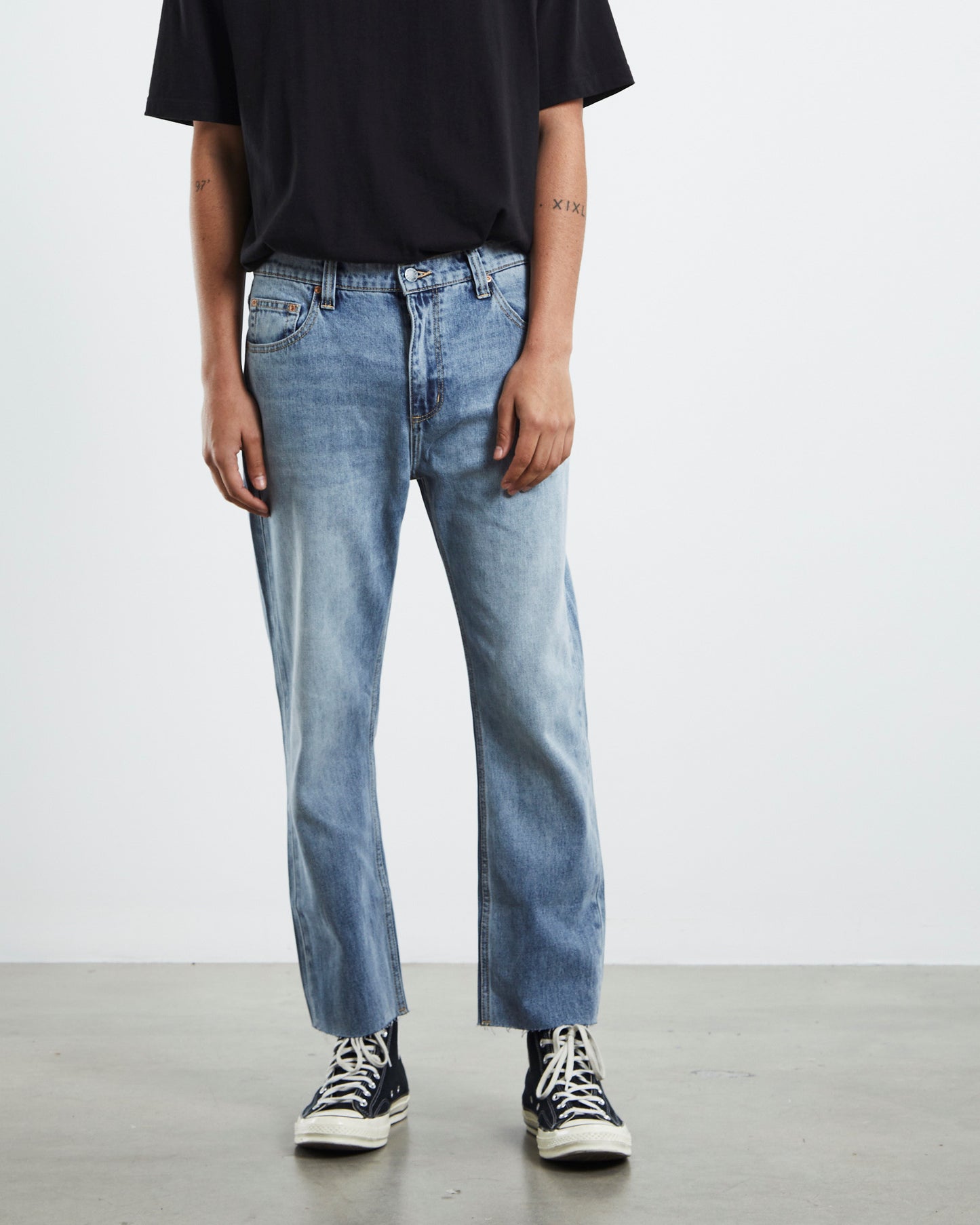 Relaxo Chop Straight Denim Jeans Hemp Bleach