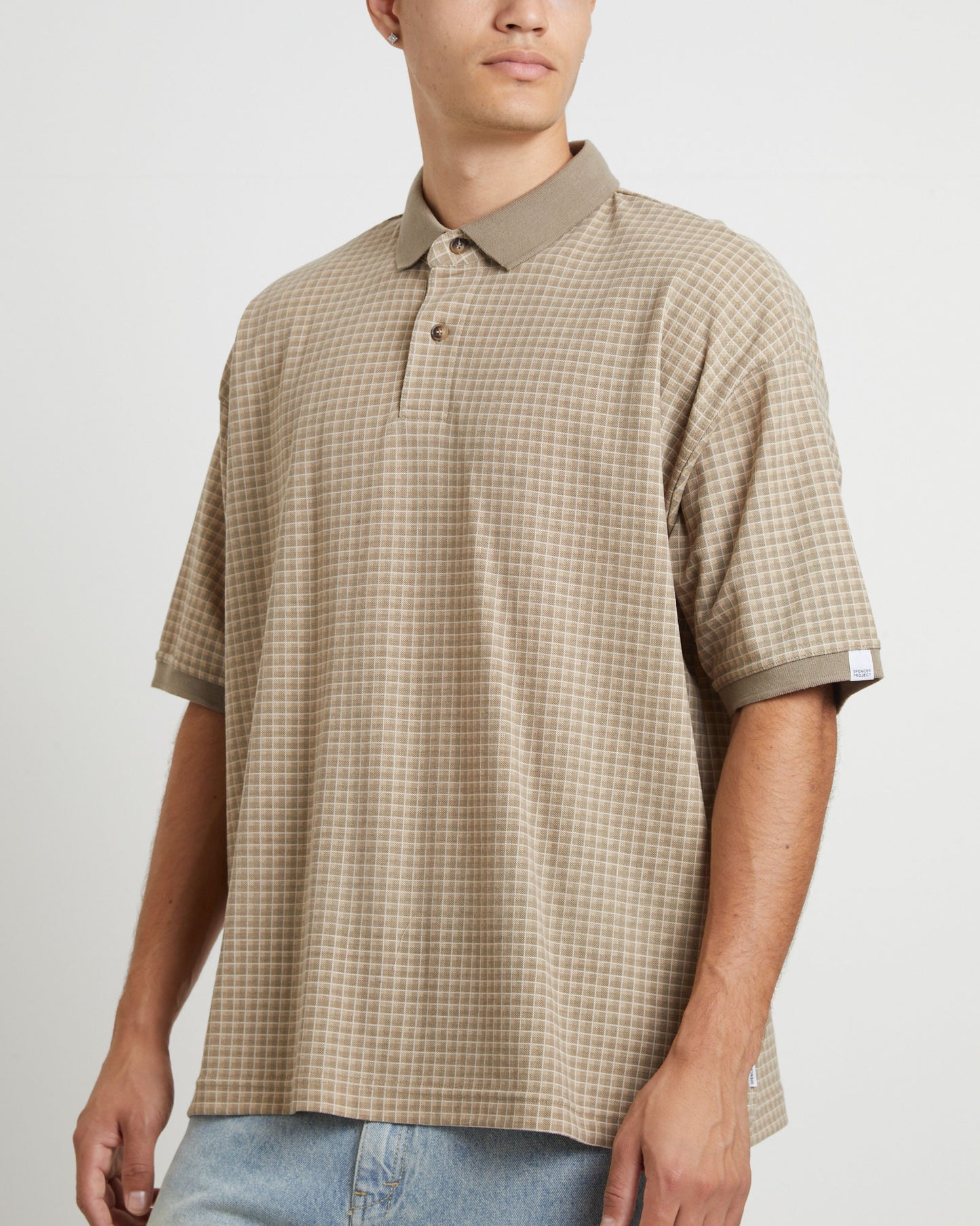 Check Short Sleeve Polo in Brown