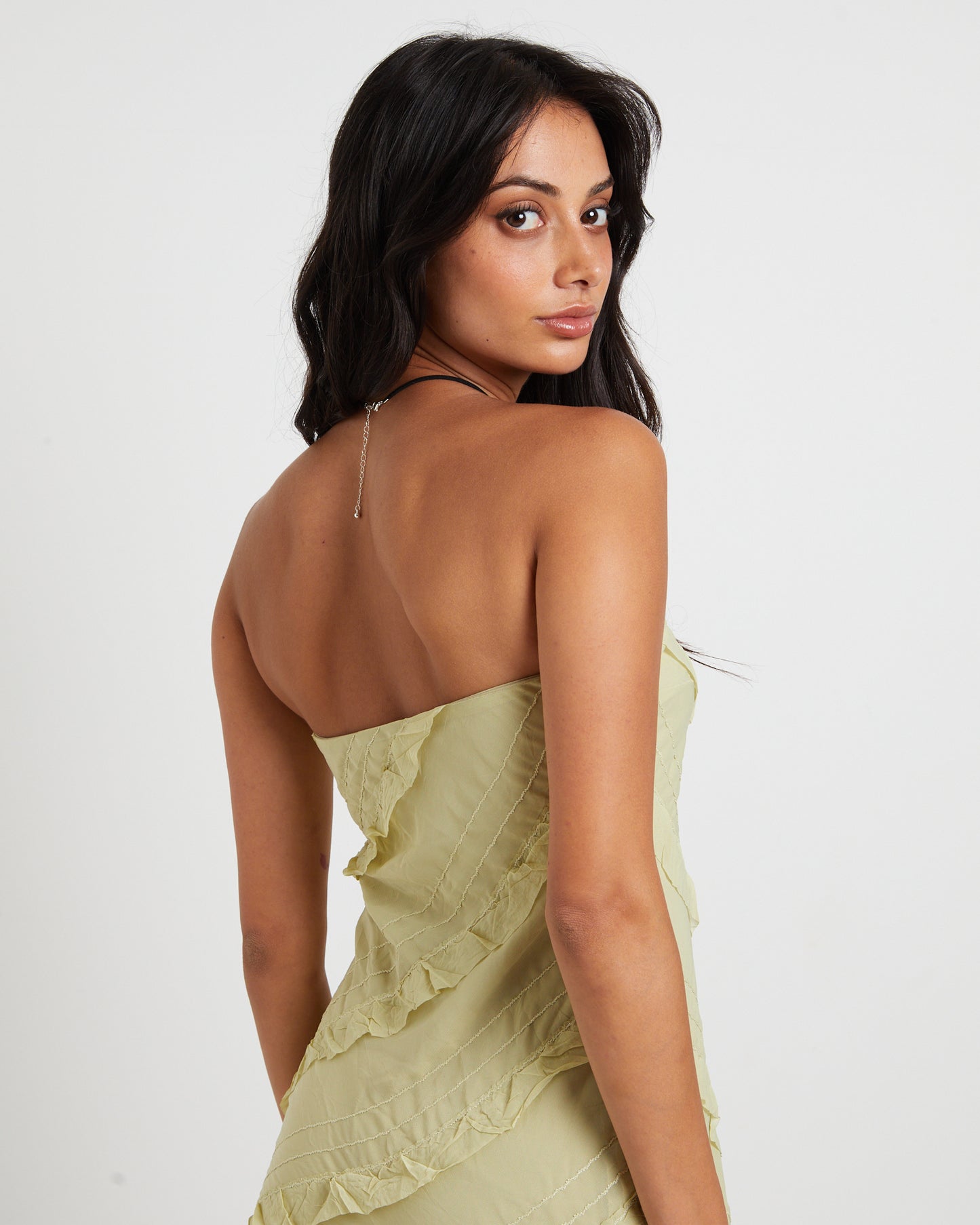 Friday Frills Mini Dress in Lime