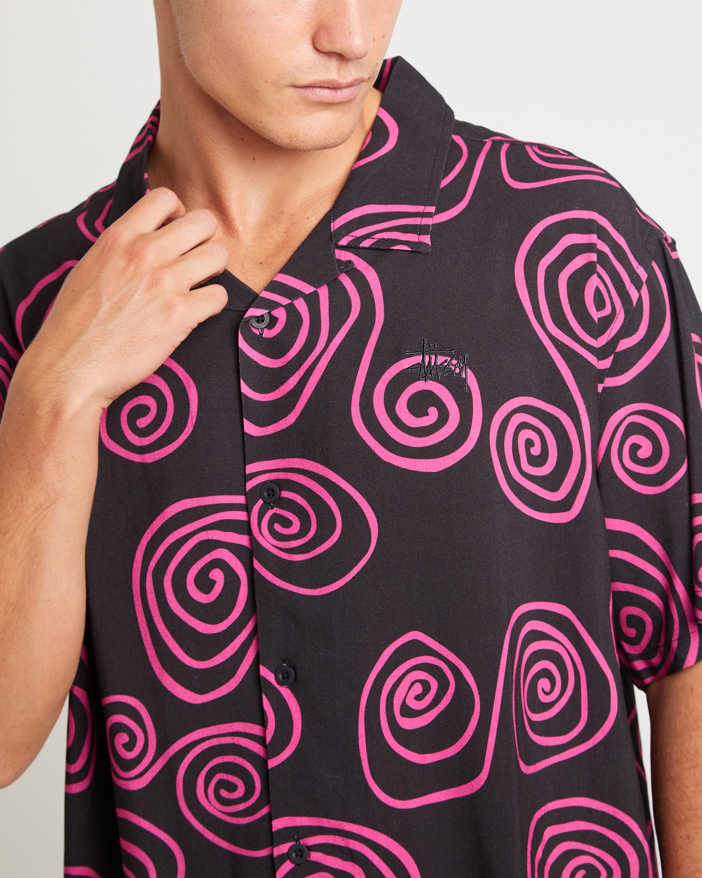 Hand Drawn S Short Sleeve Shirt in Black