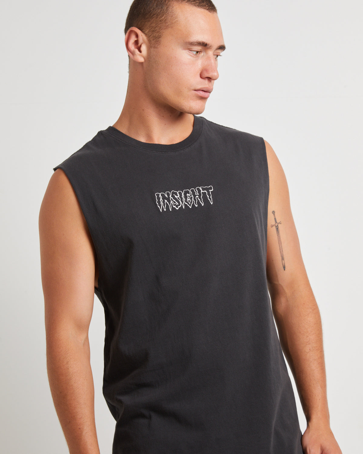 Gritter Muscle Tee in Black BLACK