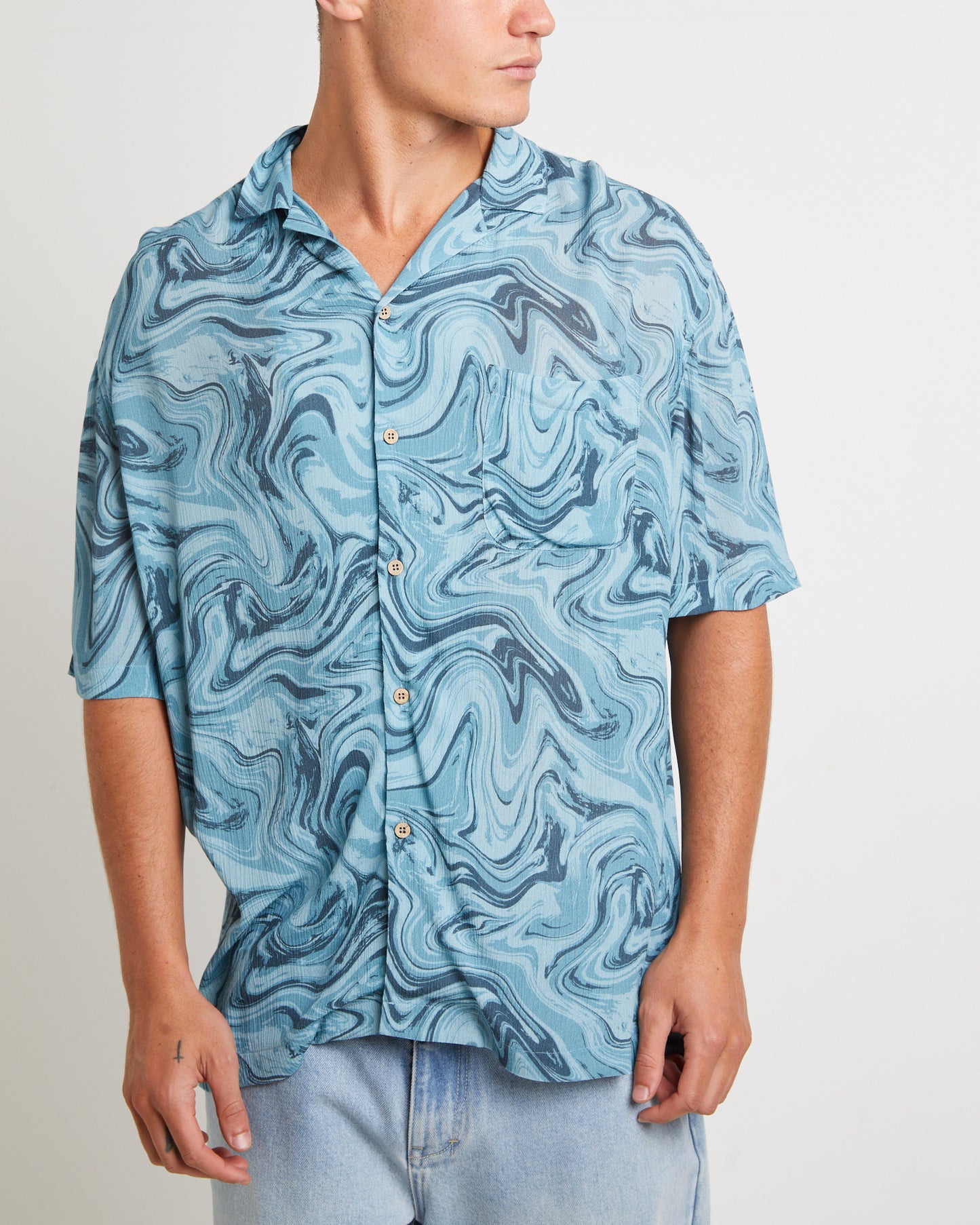 Efforts Short Sleeve Resort Shirt in Blue