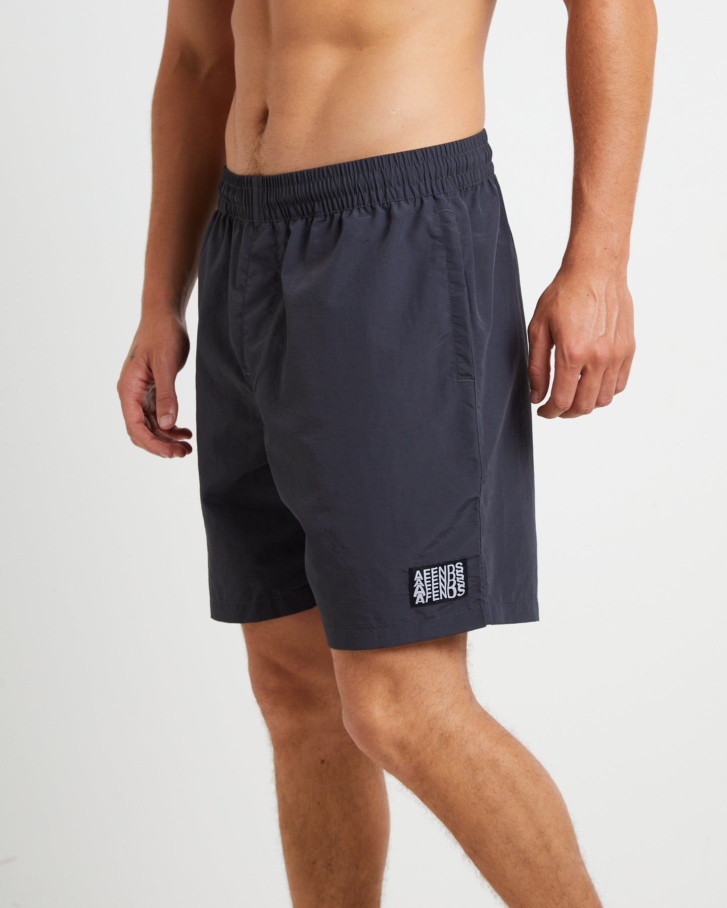 Surf Related Hemp Fixed Waist Swim Shorts in Black